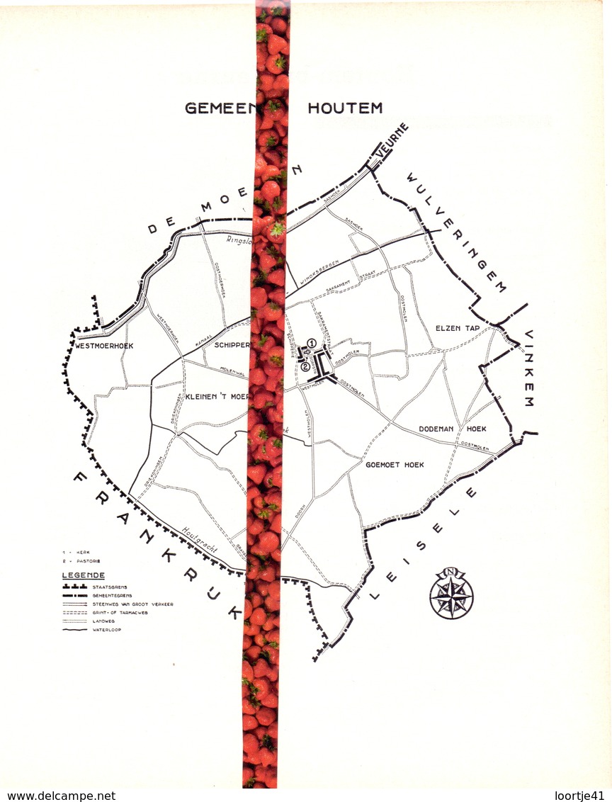 Gemeente Houtem Bij Veurne - Org. Knipsel Uit Magazine 1958 - Geschiedenis - Folklore - Nijverheid - Handel + Landkaart - Non Classés