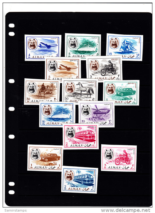 Ajman,1967Transport Definit Set,animals,ships,helico, Moto,bus, Ship Etc... IMPERFORATED MNH Superb- - Ajman