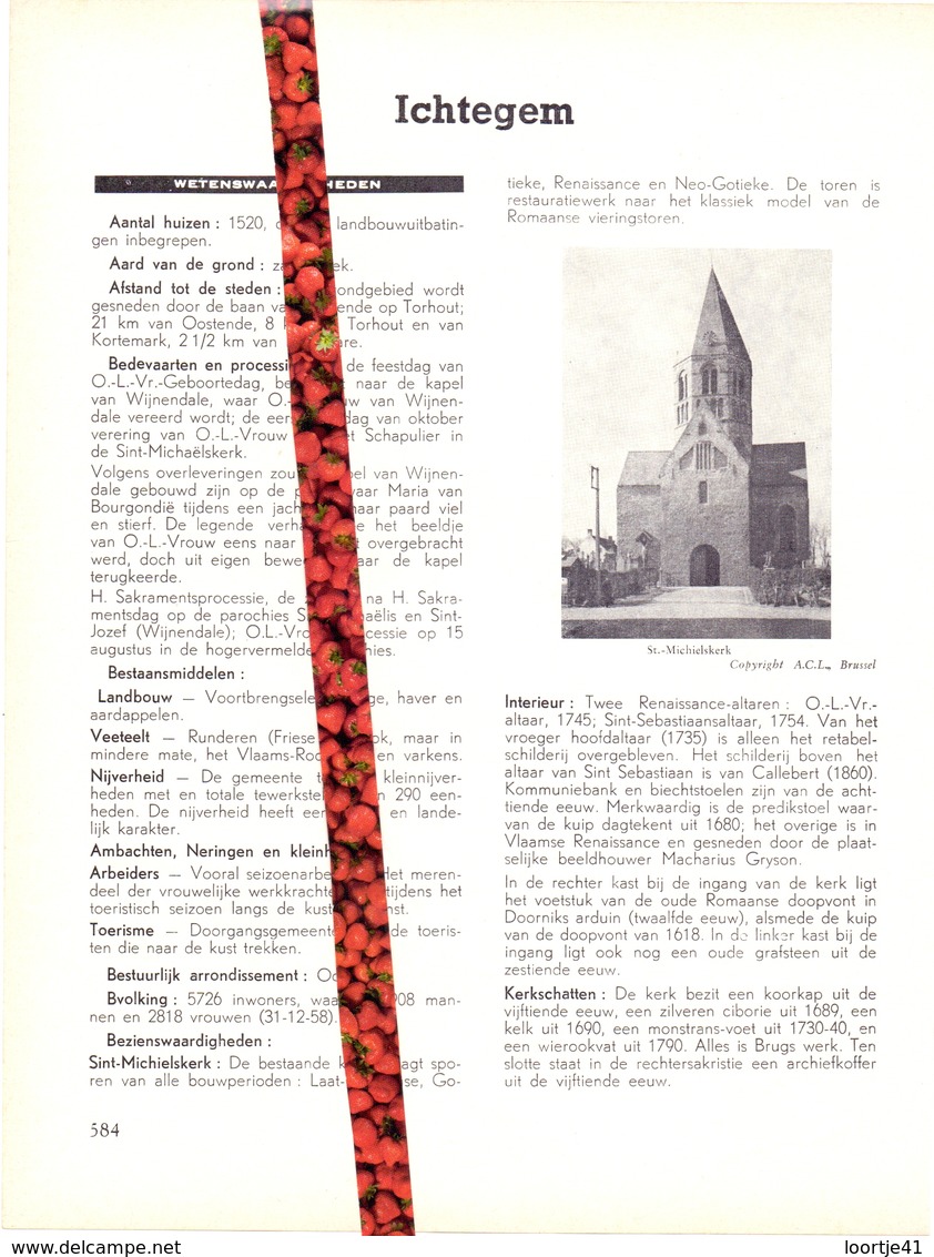 Gemeente Ichtegem - Org. Knipsel Uit Magazine 1958 - Geschiedenis - Folklore - Nijverheid - Handel + Landkaart - Non Classés