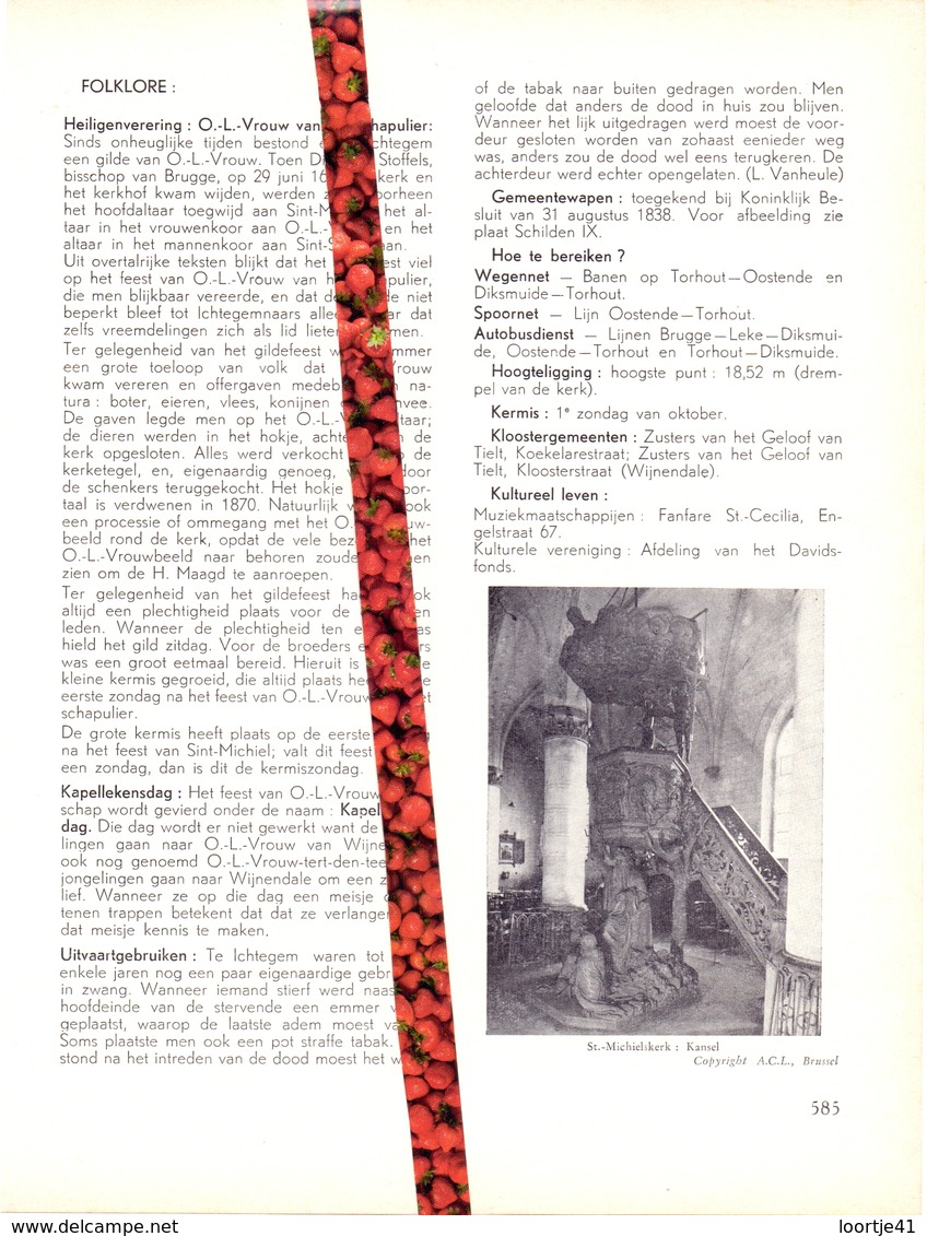 Gemeente Ichtegem - Org. Knipsel Uit Magazine 1958 - Geschiedenis - Folklore - Nijverheid - Handel + Landkaart - Non Classés
