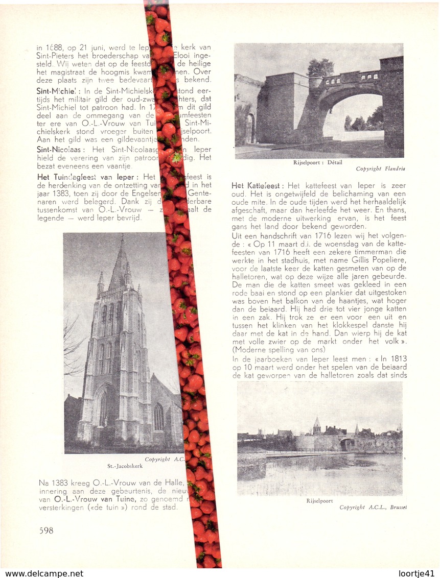 Stad Ieper - Org. Knipsel Uit Magazine 1958 - Geschiedenis - Folklore - Nijverheid - Handel + Landkaart - Non Classés