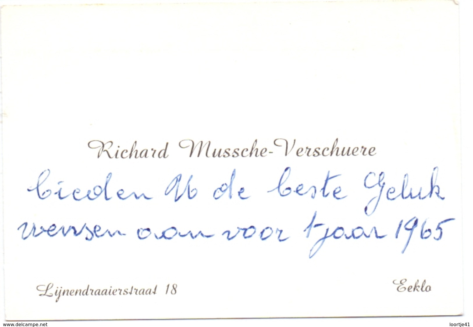 Visitekaartje - Carte Visite - Richard Mussche - Verschuere - Eeklo - Cartes De Visite
