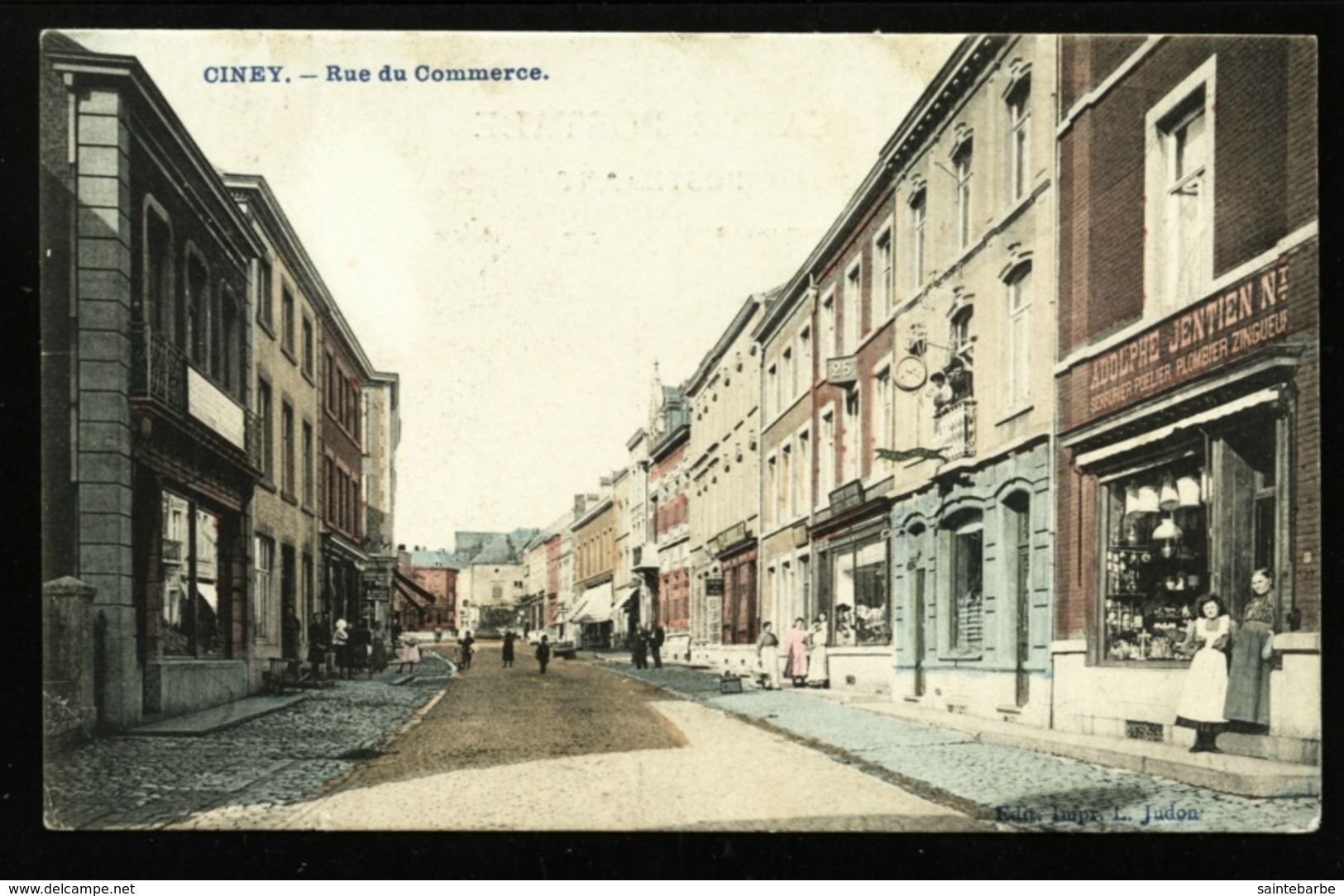 Ciney, ( Namur ) Rue Du Commerce. Carte Colorisée Marcovici. **** - Ciney