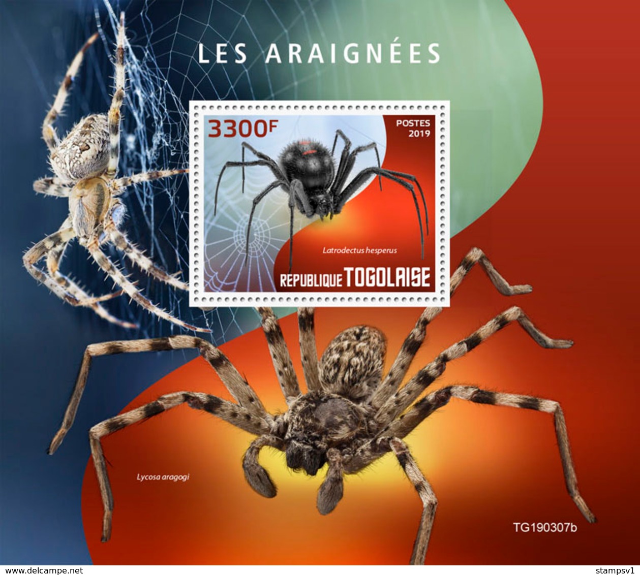 Togo. 2019 Spiders. (0307b)  OFFICIAL ISSUE - Spinnen