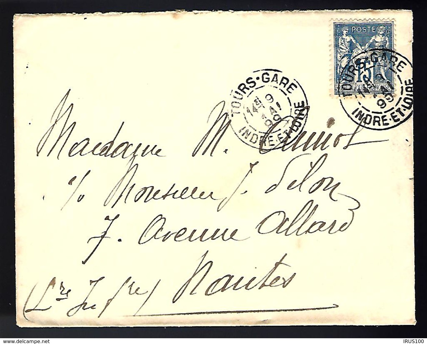 LETTRE EN PROVENANCE DE TOURS.GARE - INDRE ET LOIRE - 1899 - POUR NANTES - - 1898-1900 Sage (Tipo III)