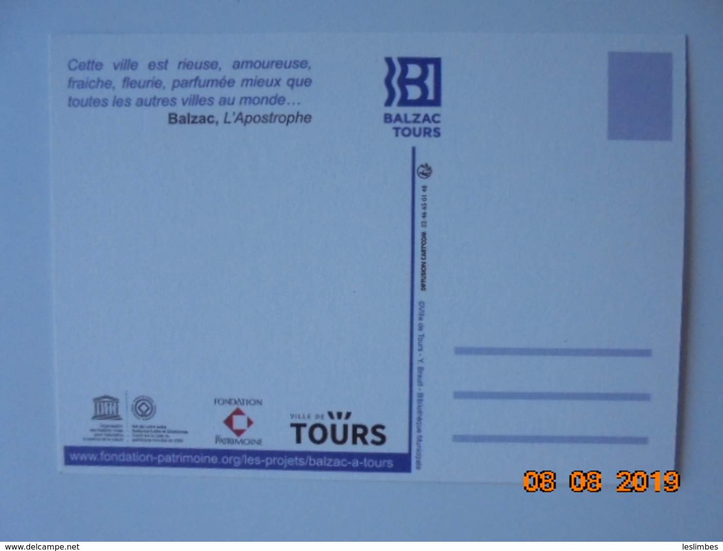 Balzac Tours Souscription Publique Pour Une Oeuve Contemporaine 11.2018 - 11.2019. Ville De Tours - Tours