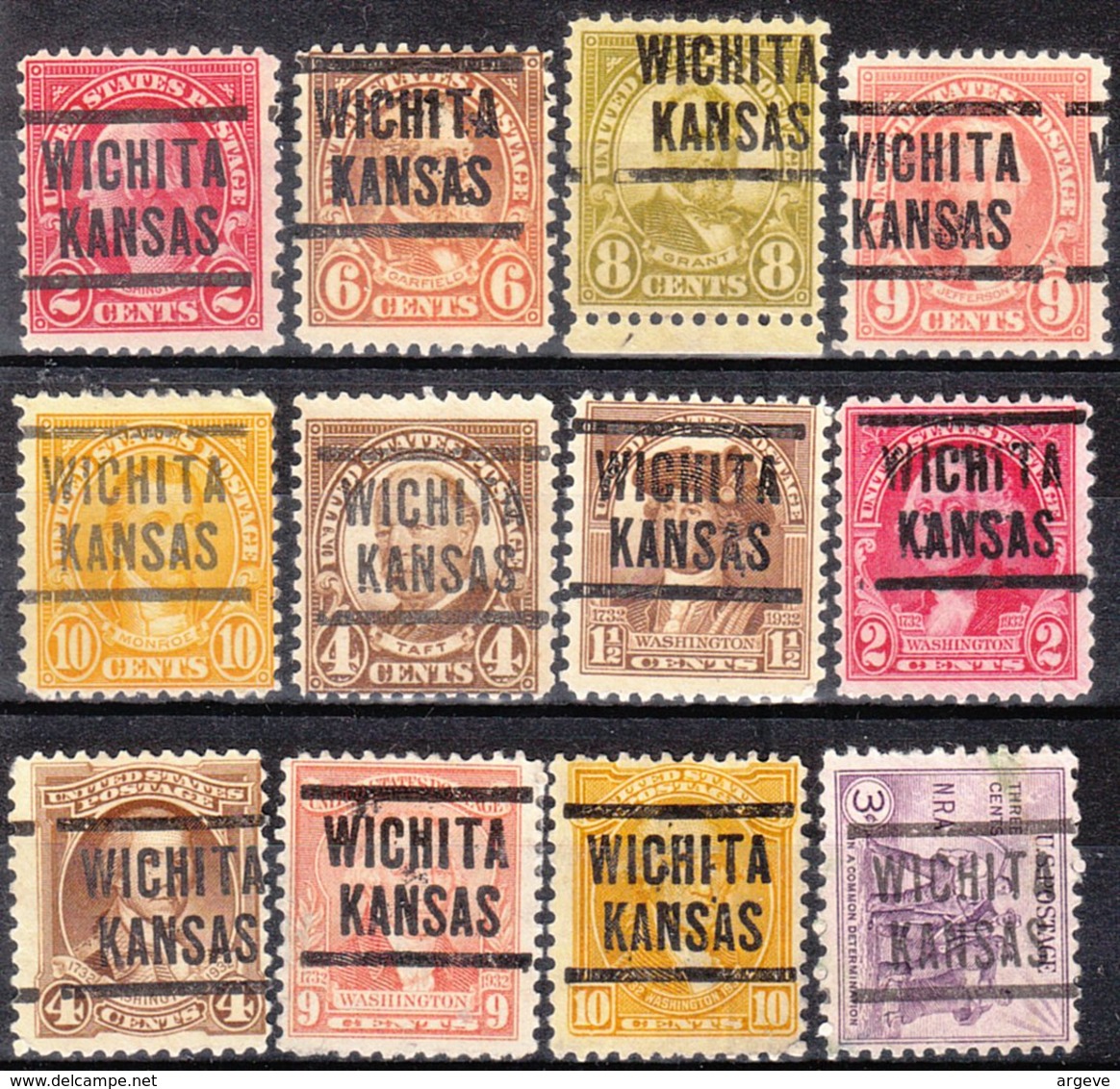 USA Precancel Vorausentwertung Preo, Locals Kansas, Wichita 204, 12 Diff. Perf. 11x10 1/2 - Vorausentwertungen