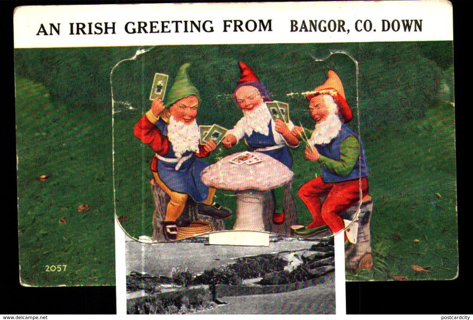 Bangor Gnomes Playing Poker/cards Novelty Slip-out Postcard-iRISH THEME - Autres & Non Classés