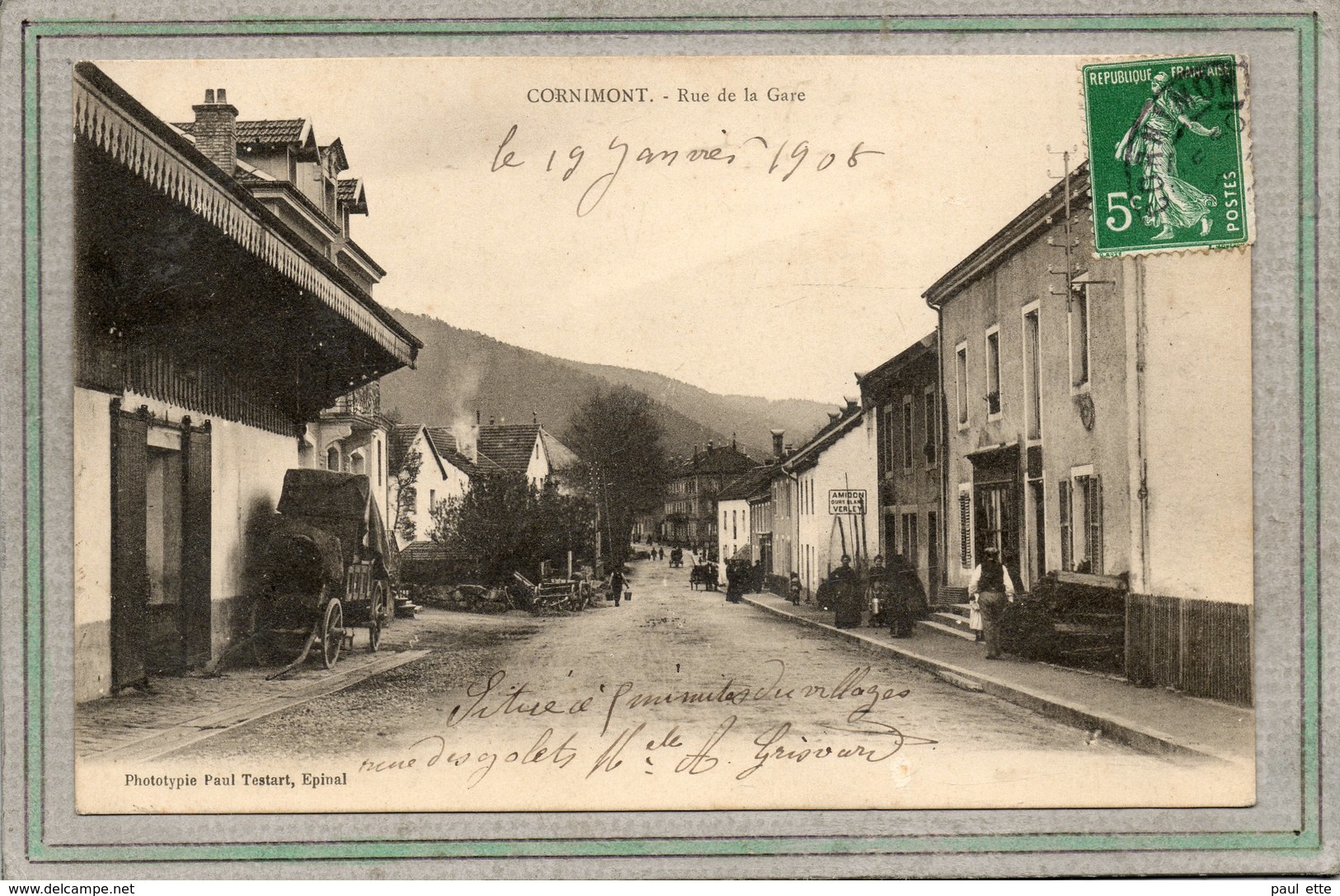 CPA - CORNIMONT (88)  Aspect De La Rue De La Gare En 1905 - Paul Testart - Précurseur - Cornimont