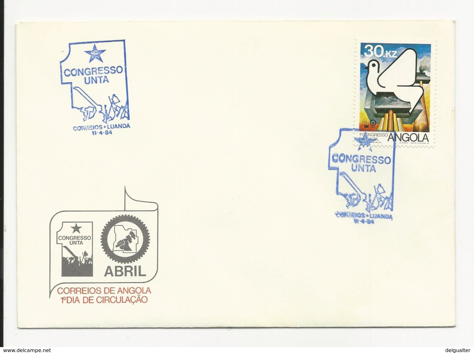 Cover FDC Angola Congresso UNTA Luanda 1984 - Angola