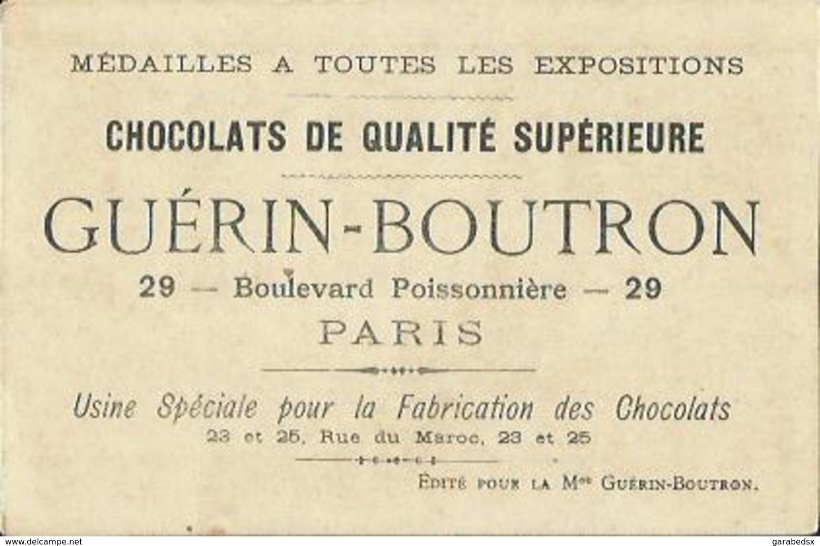 Chromo CHOCOLAT GUERIN-BOUTRON - LE CERF VOLANT. - Guérin-Boutron