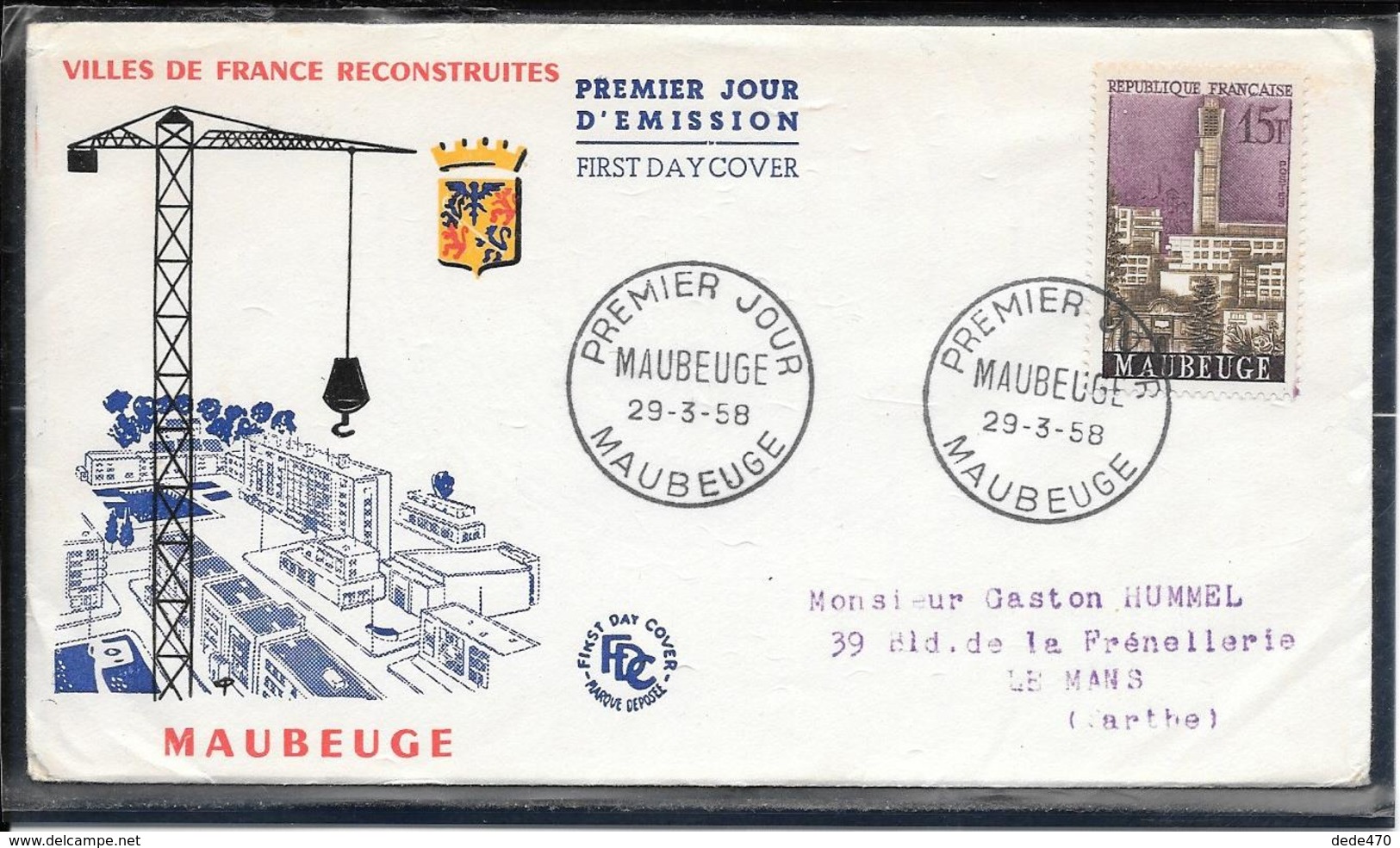 FDC 1958 - 1153  Villes Reconstruites: MAUBEUGE - 1950-1959