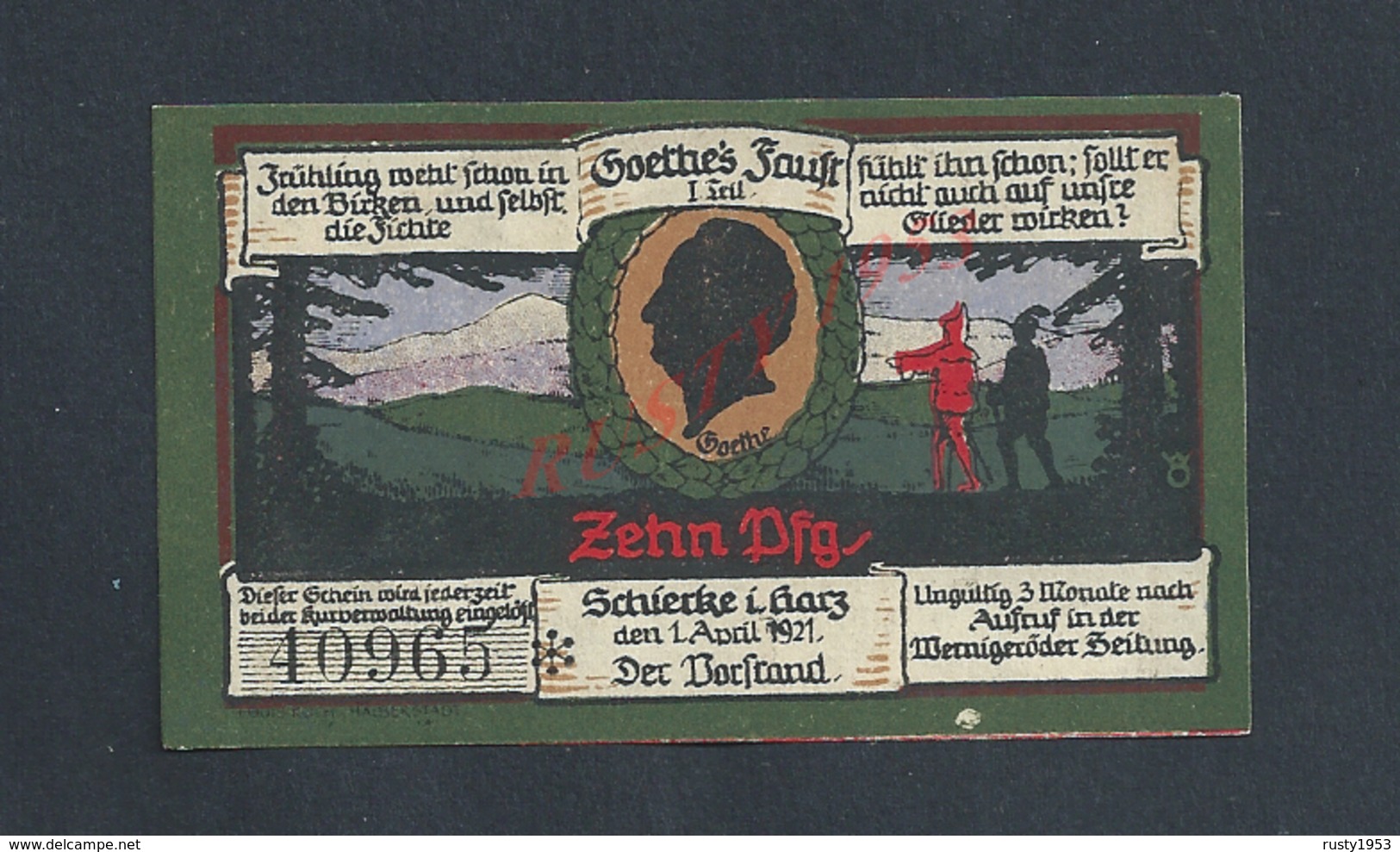 ALLEMAGNE BILLET DE BANQUE DE 1921  : - Sonstige & Ohne Zuordnung