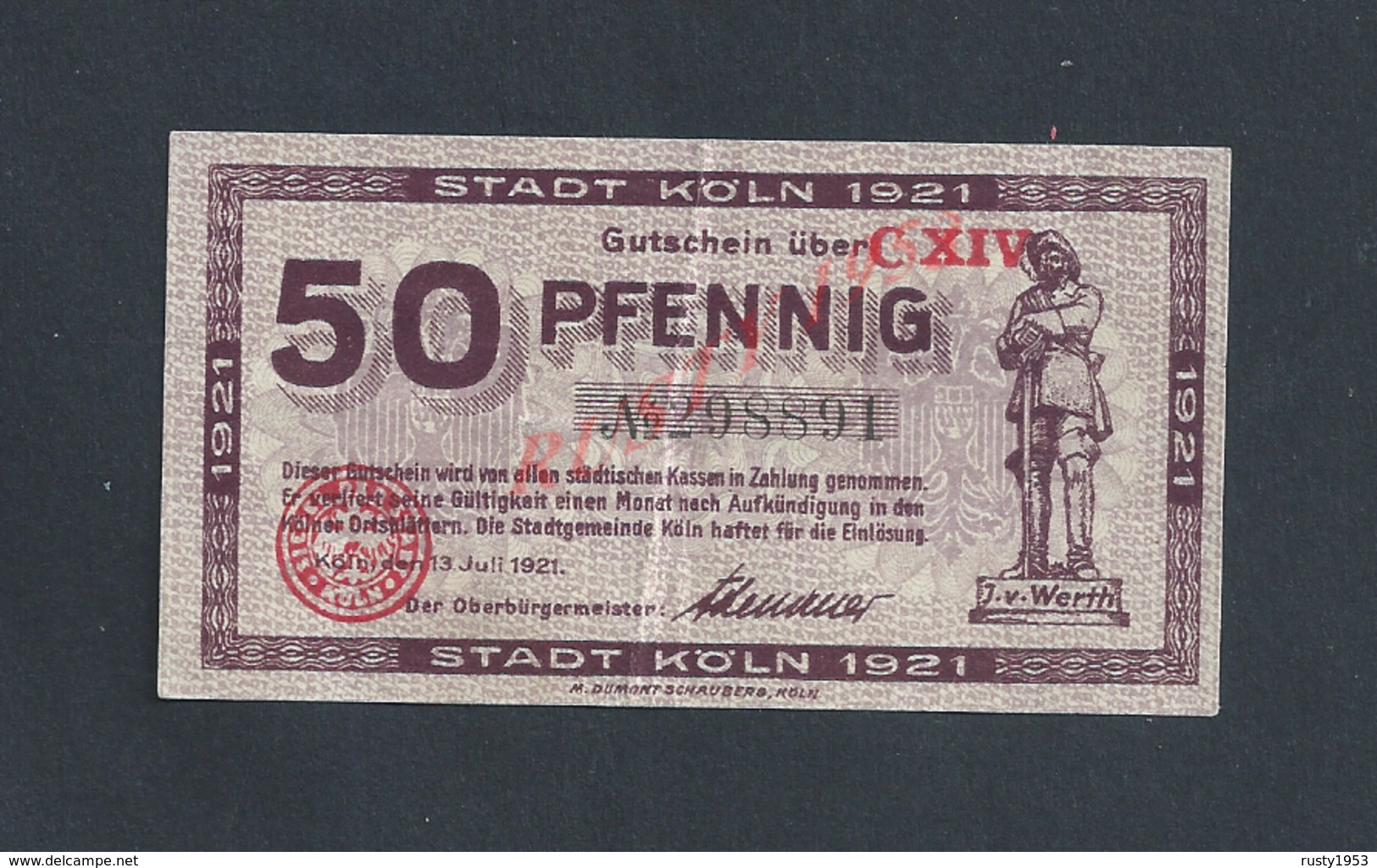 ALLEMAGNE BILLET DE BANQUE DE 1921  : - Other & Unclassified