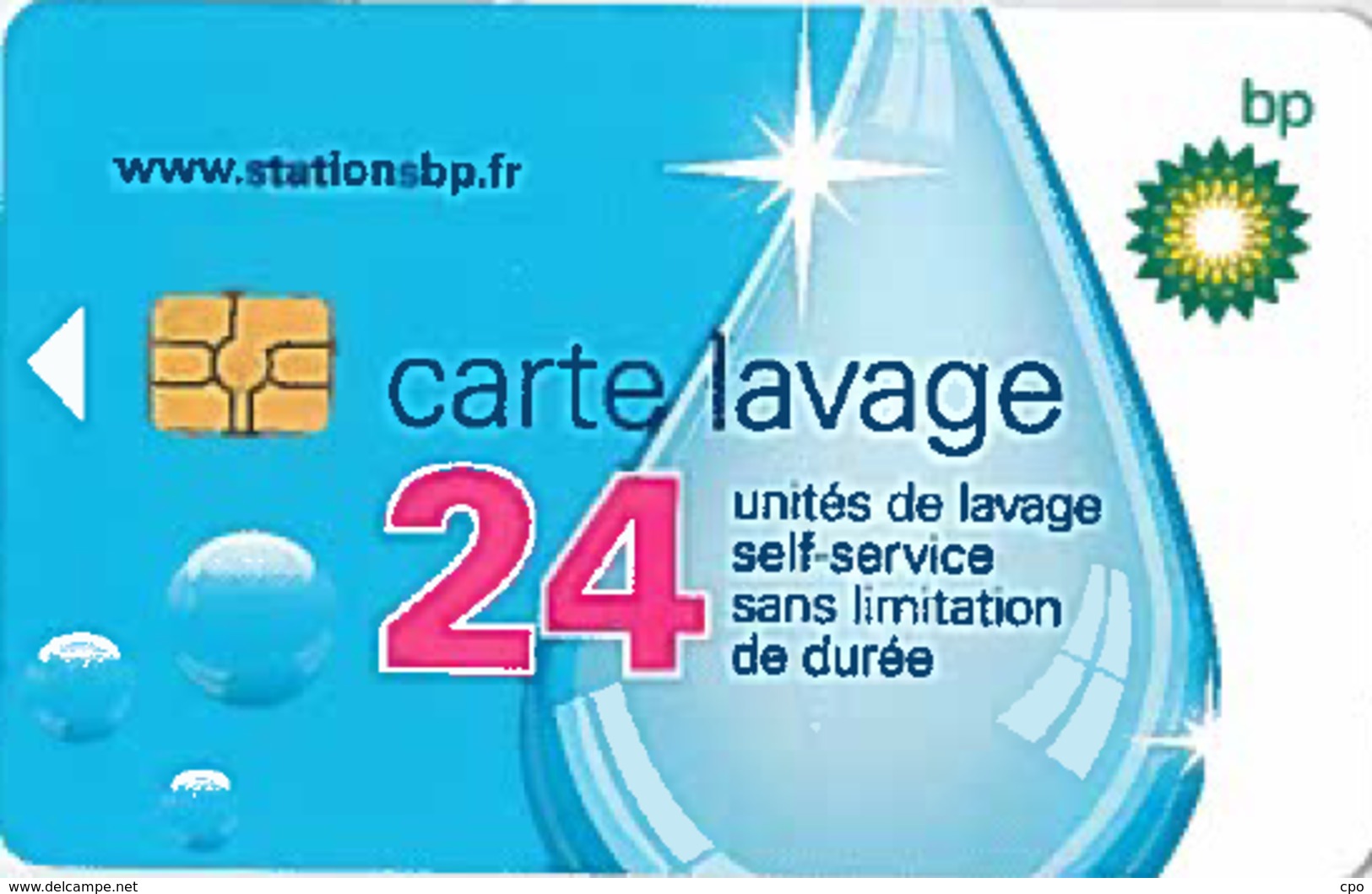 # Carte A Puce Portemonnaie  Lavage BP - Goutte - 24u Gem - Www.stationsbp.fr  RCS Pontoise 439 793 811 Tres Bon Etat - Colada De Coche