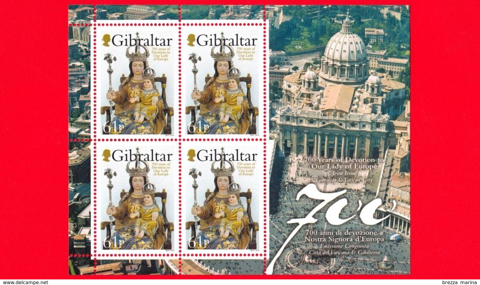 Nuovo - MNH - GIBILTERRA - 2009 - Nostra Signora D'Europa - Our Lady Of Europe - Congiunta Vaticano - Gibilterra