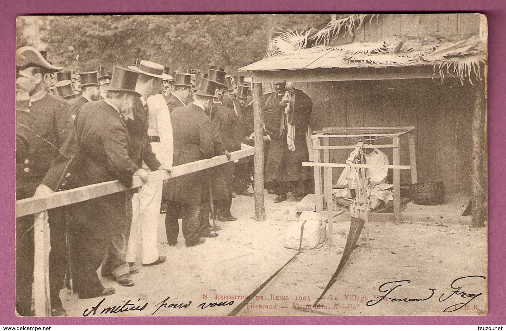 Cpa Exposition De Reims 1903 - Le Village Noir Tisserand Visite Ministerielle - éditeur LBR N°8 - 2 Scans - Reims