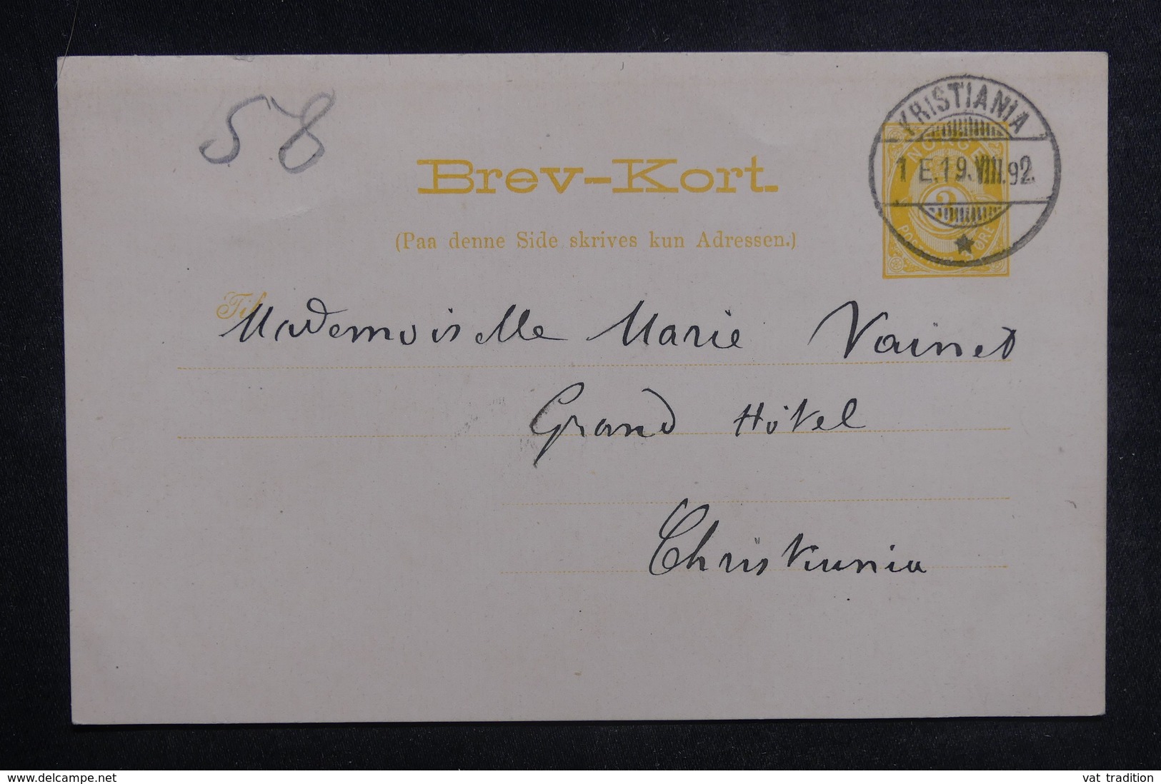 NORVÈGE - Entier Postal De Kristiania En 1892 - L 38871 - Enteros Postales
