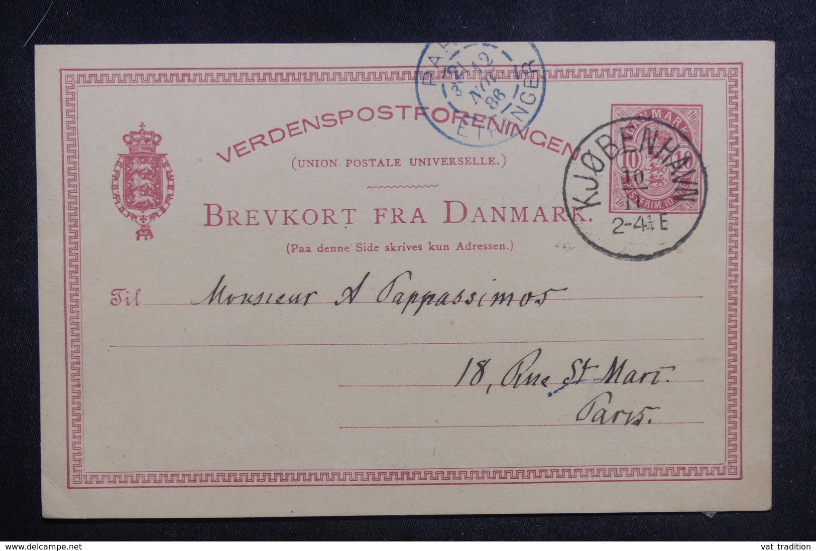 DANEMARK - Entier Postal De Copenhague Pour La France En 1886 - L 38873 - Entiers Postaux