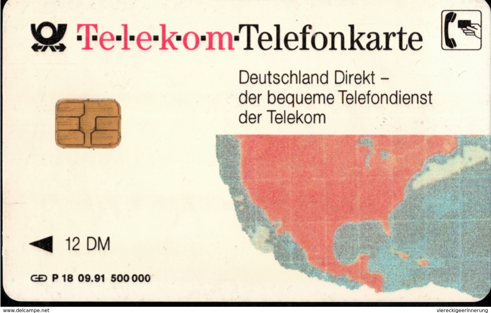 ! Telefonkarte, Telecarte, Phonecard, 1991, P18, Auflage 500000, Telekom Deutschland Direkt, Germany, USA - P & PD-Series: Schalterkarten Der Dt. Telekom