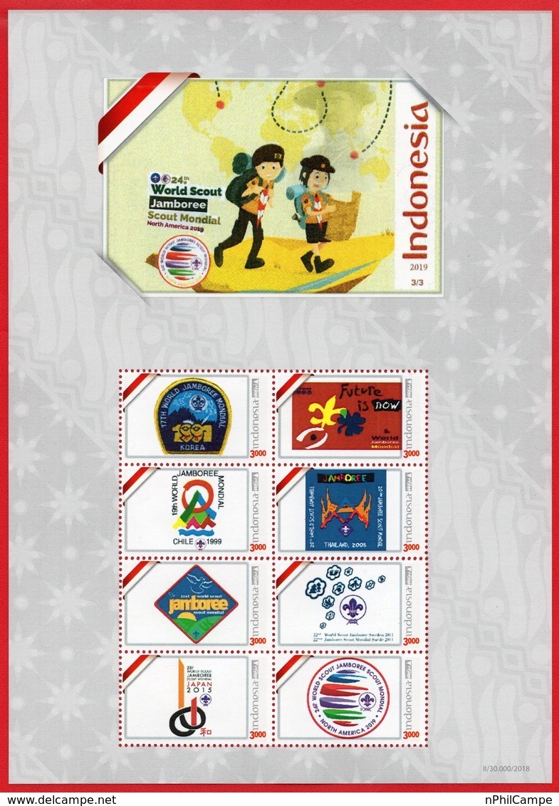 Indonesia Personalized 2019 Sheet Stamps, Seventeenth To Twenty-fourth Logos.3/3. World Scout Jamboree-Scout Mondial.MNH - Nuevos