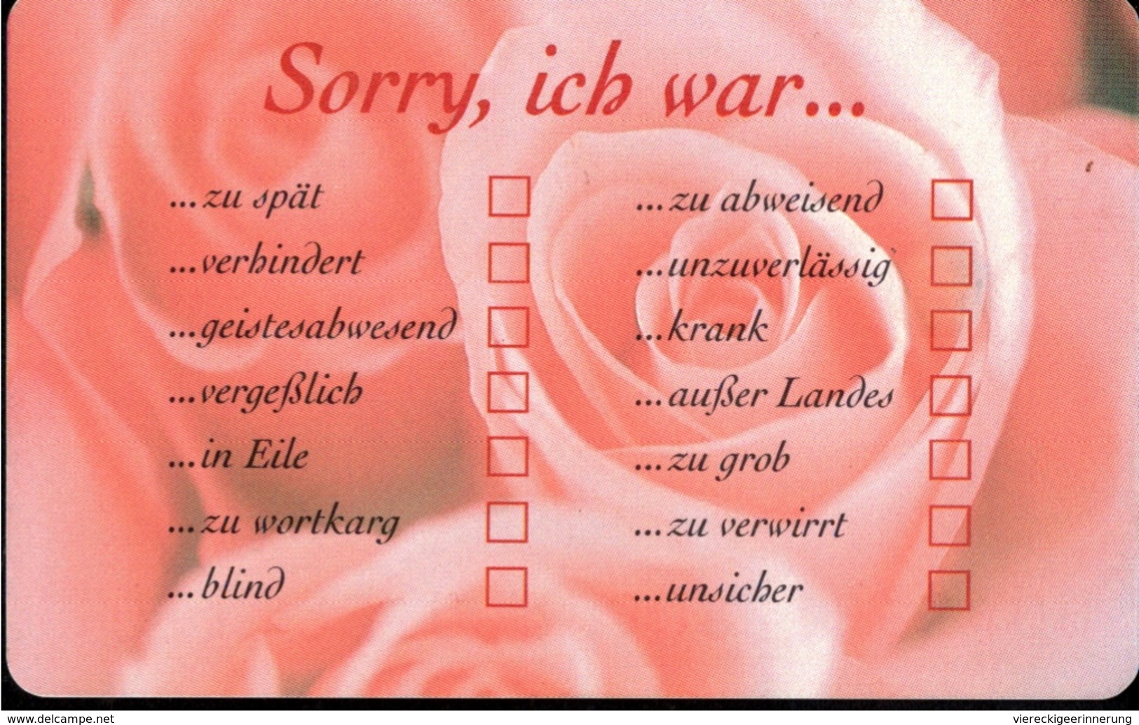 ! Telefonkarte, Telecarte, Phonecard, 1999, P07, Auflage 500000, Telekom Rose, Sorry, Germany - P & PD-Reeksen : Loket Van D. Telekom