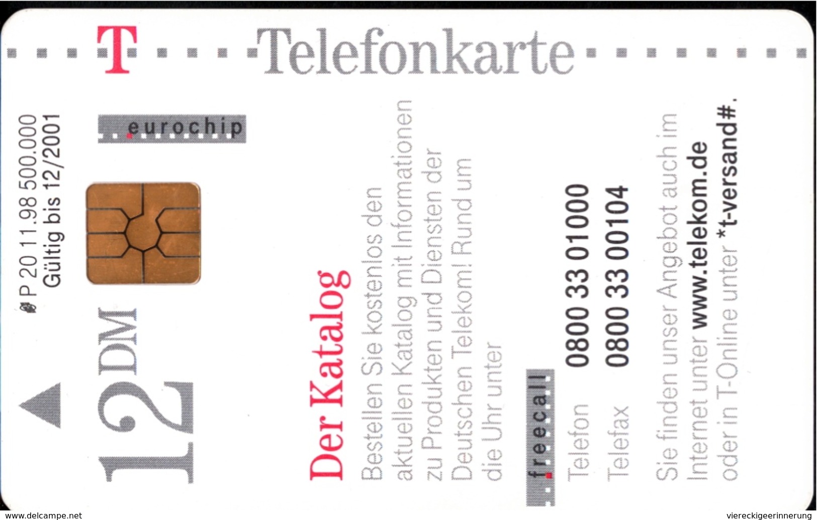 ! Telefonkarte, Telecarte, Phonecard, 1998, P20, Auflage 500000, Telekom Der Katalog, Germany - P & PD-Series: Schalterkarten Der Dt. Telekom