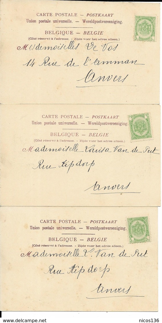 COURTRAI  LOT DE 3 CARTES  +/- 1900   ECRITES - Kortrijk