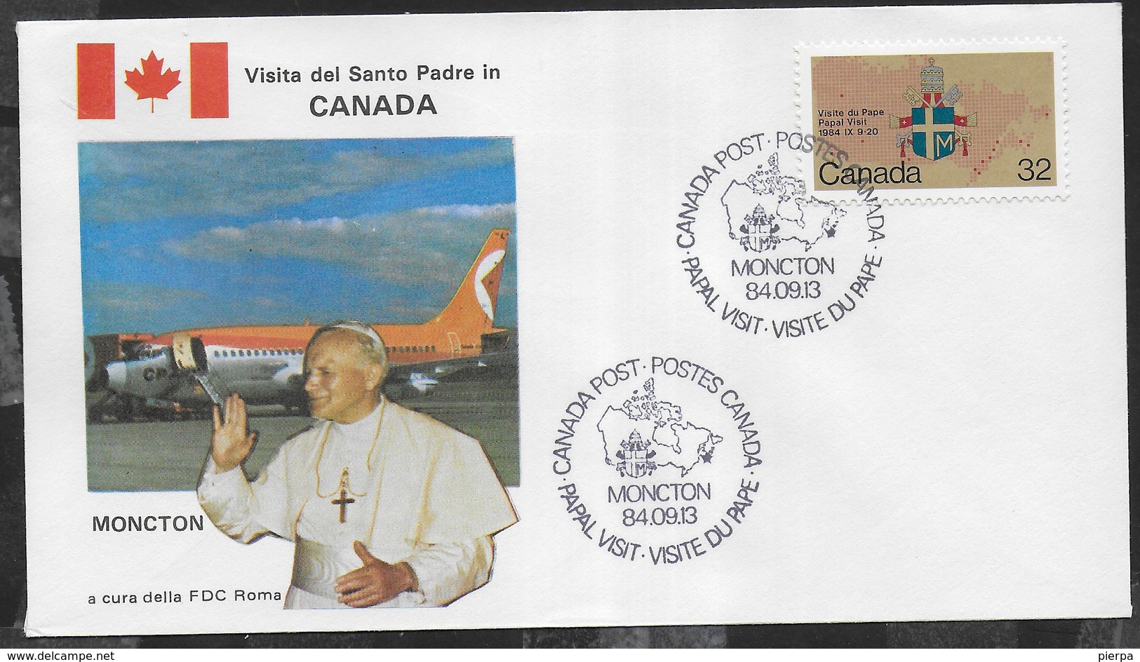 PAPAL VISIT - VISIT DU PAPE - 13.09.1984 - ANNULLO SPECIALE MONCTON - 1981-1990