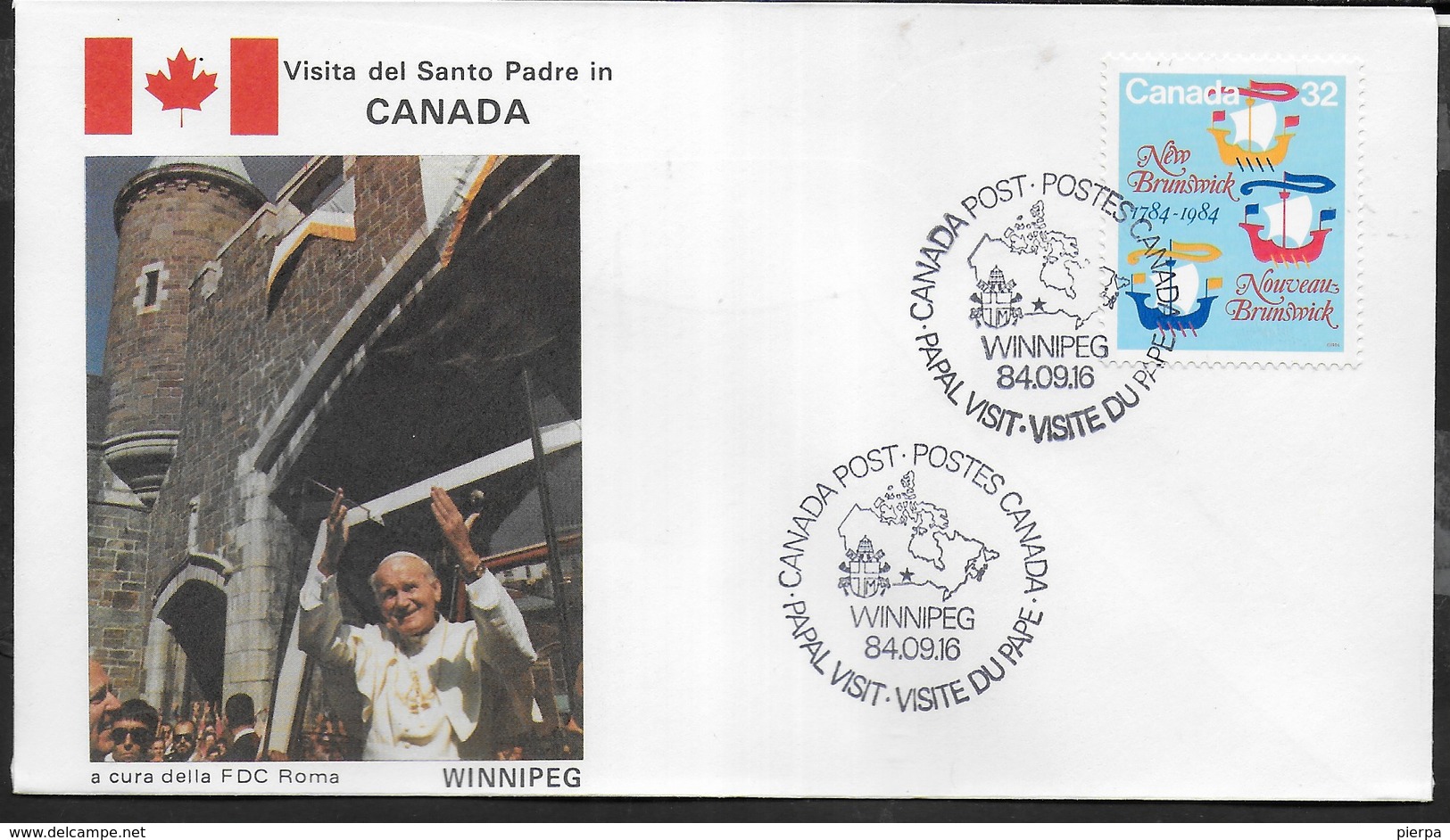 PAPAL VISIT - VISIT DU PAPE - 16.09.1984 - ANNULLO SPECIALE WINNIPEG - 1981-1990