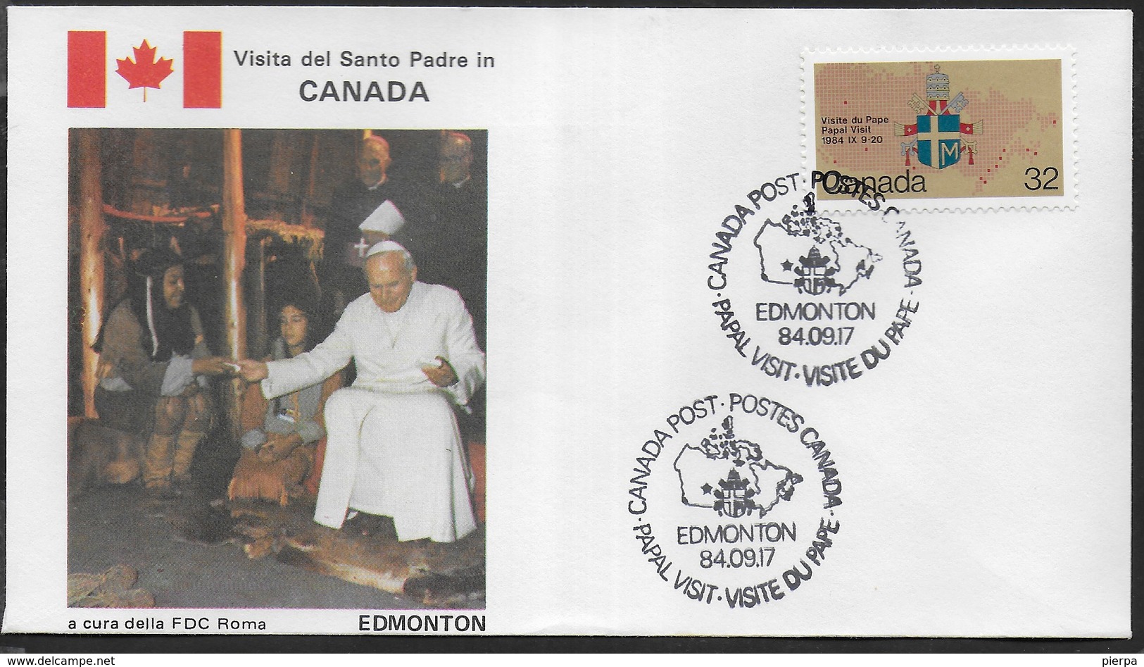 PAPAL VISIT - VISIT DU PAPE - 17.09.1984 - ANNULLO SPECIALE EDMONTON - 1981-1990