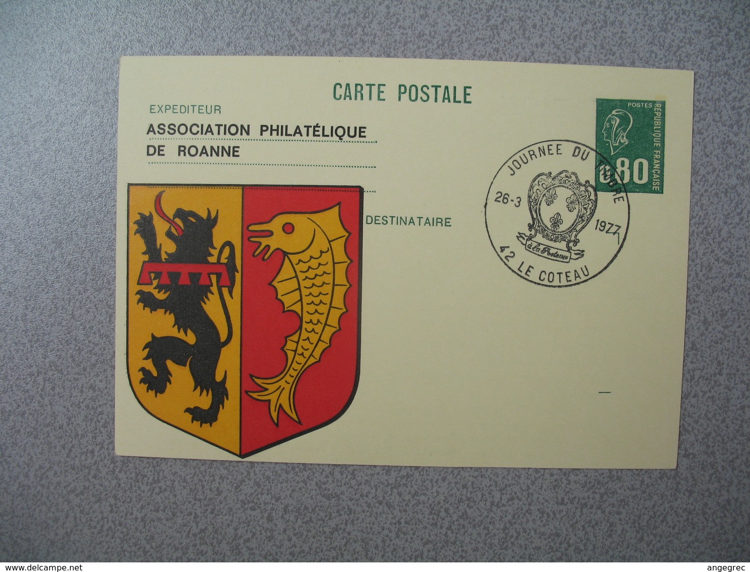 Entier Postal   Type Marianne De Béquet -  Repiquage  Ecusson Association Philatélique De Roanne - Journée Du Timbre - Overprinter Postcards (before 1995)