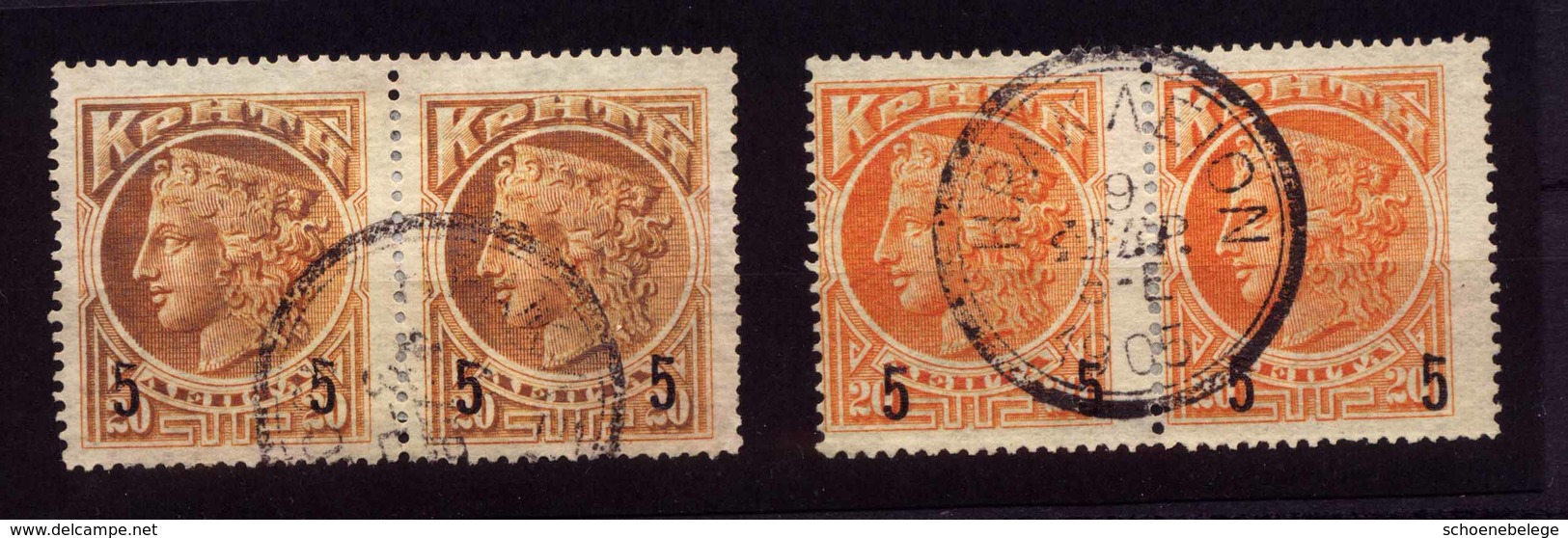 A6270) Kreta Crete Überdruckausgabe 1905 2 Paare Gestempelt Used - Kreta