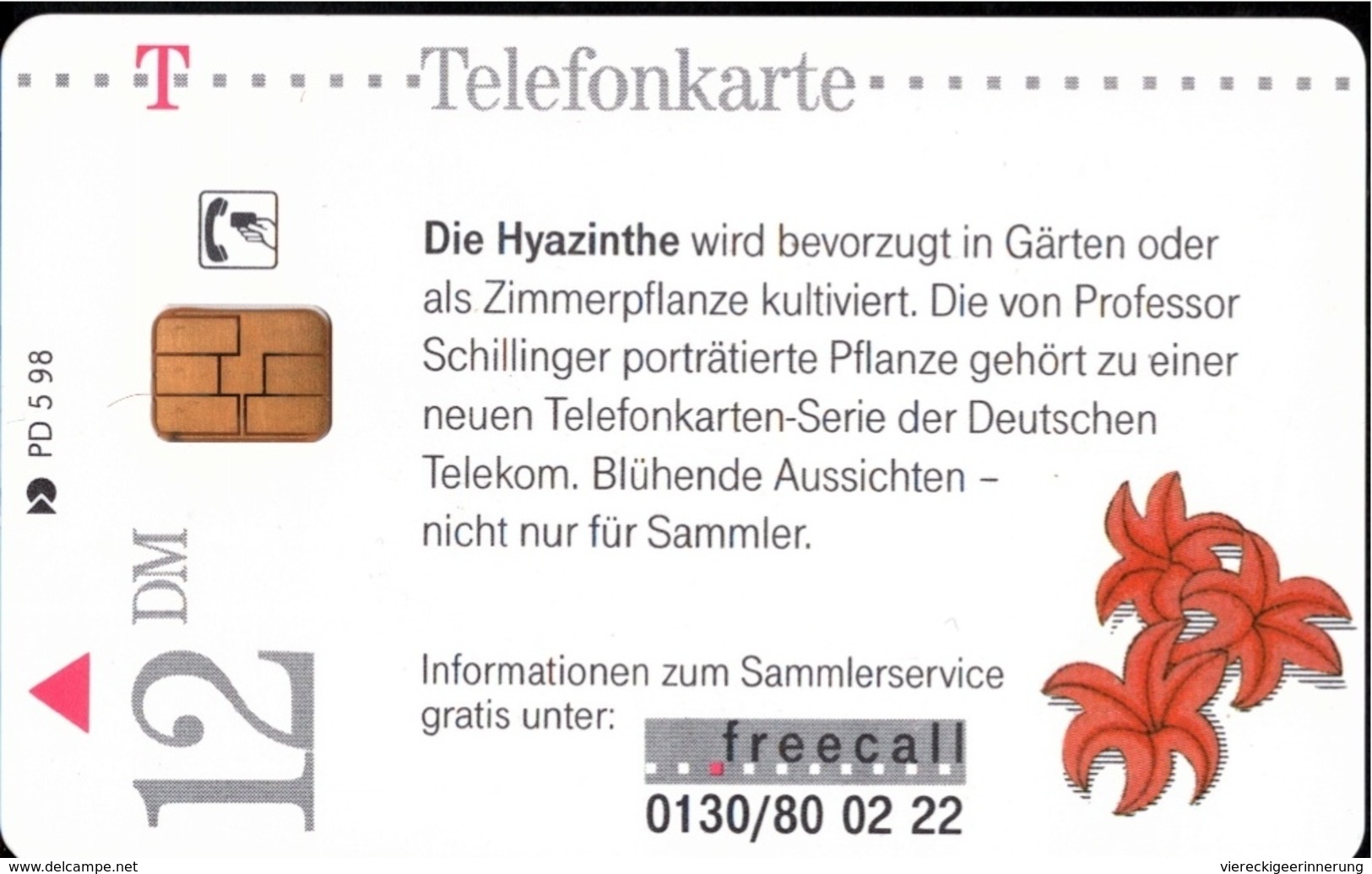 ! Telefonkarte, Telecarte, Phonecard, 1998, PD5, Blumen, Flowers, Hyazinthe, Germany - P & PD-Series : Taquilla De Telekom Alemania