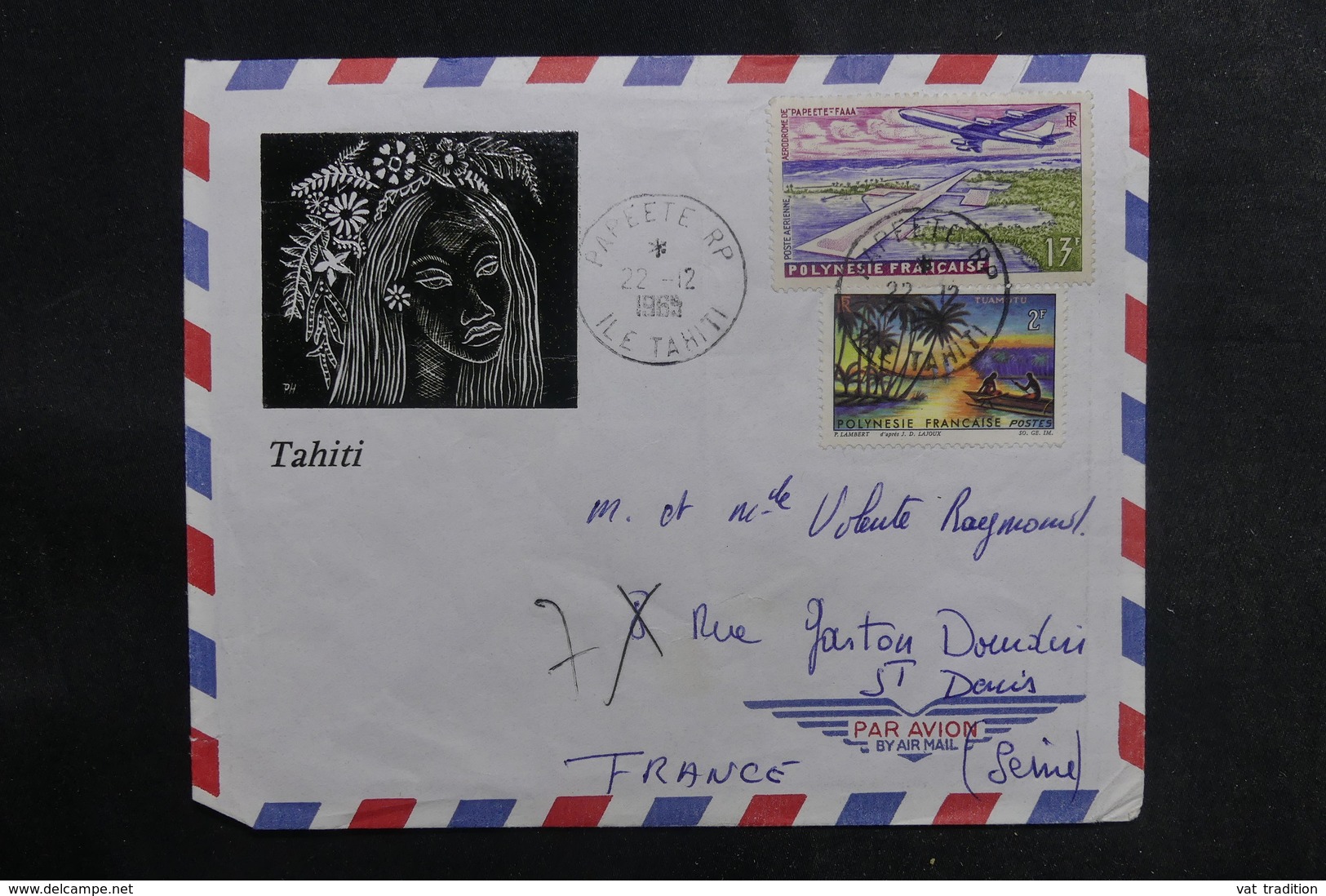 POLYNÉSIE - Enveloppe Illustrée De Papeete Pour La France, Affranchissement Plaisant - L 38927 - Briefe U. Dokumente