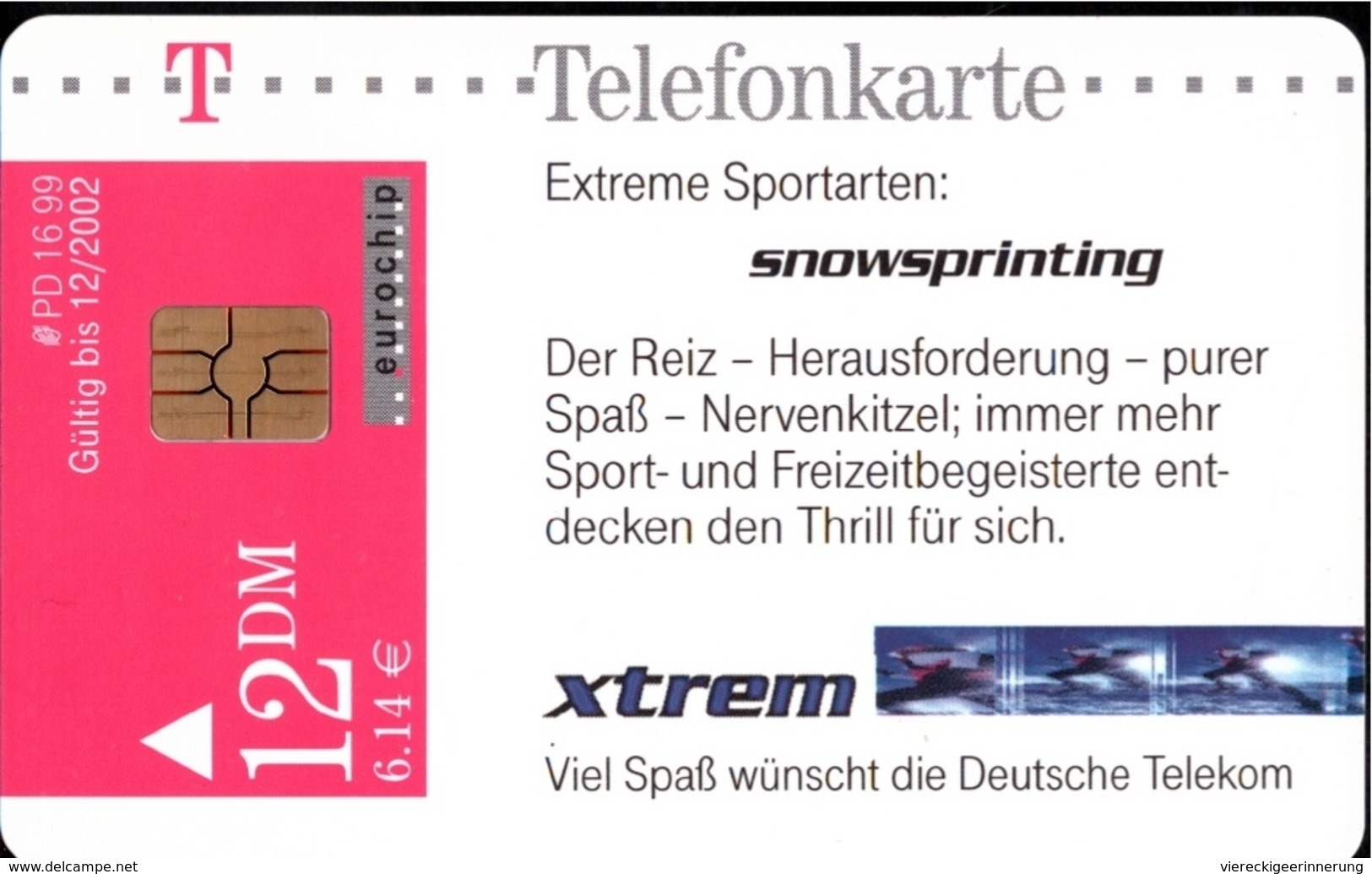 ! Telefonkarte, Telecarte, Phonecard, 1999, PD16, Sport, Snowsprinting, Germany - P & PD-Series : Guichet - D. Telekom