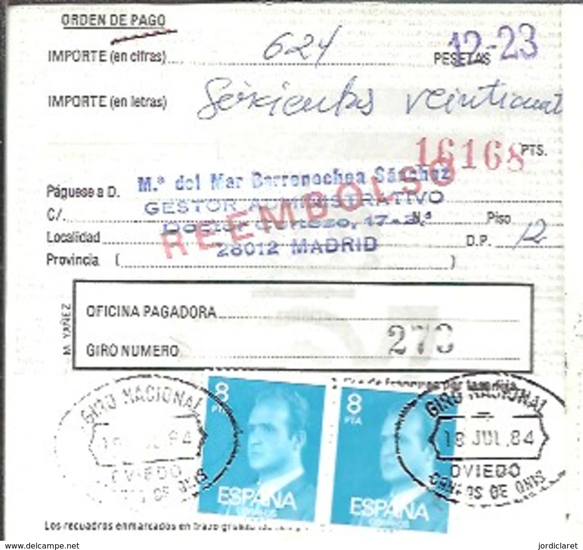 GIRO 1983 CANGAS DE ONIS OVIEDO - Cartas & Documentos