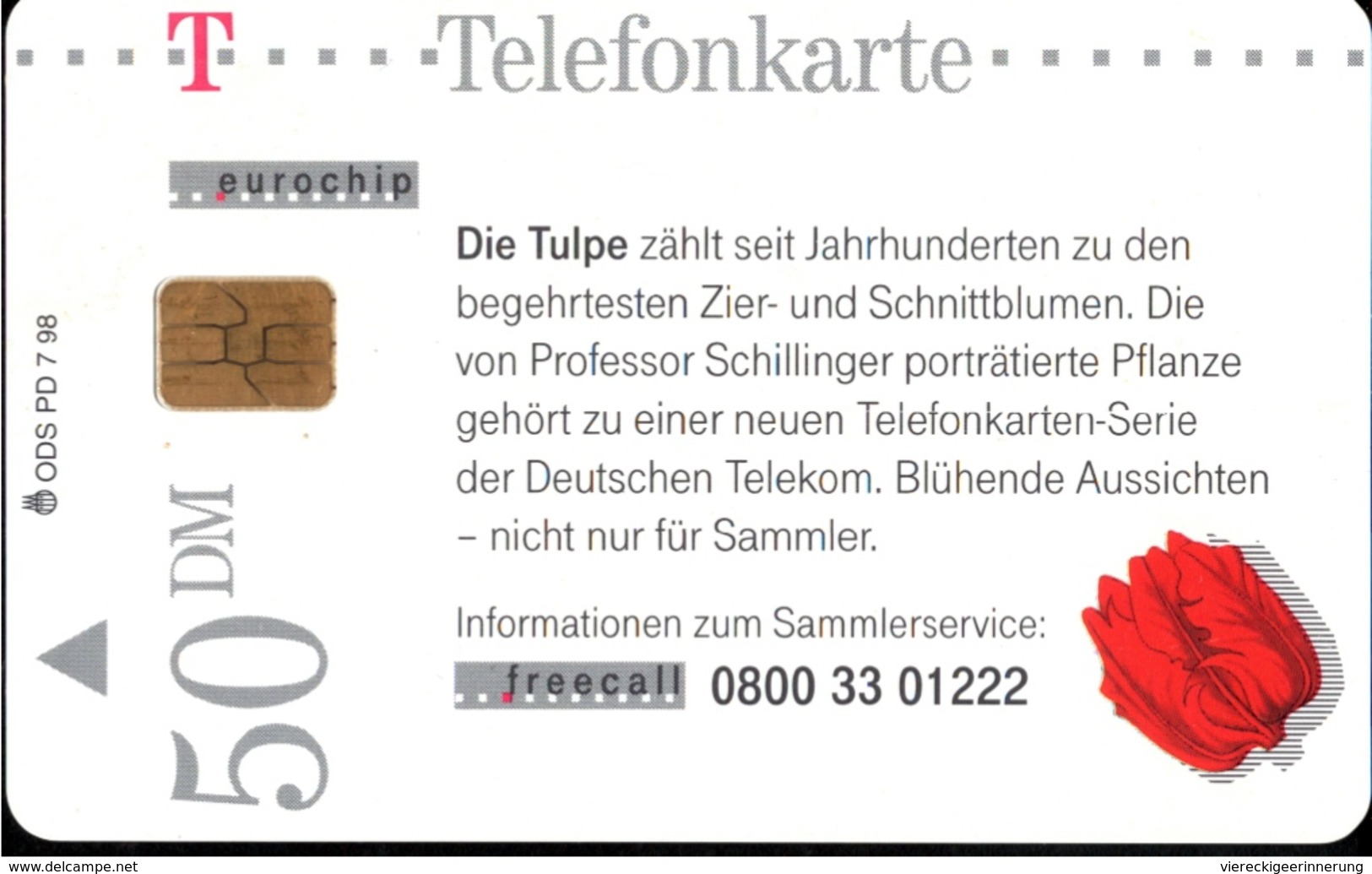 ! 50 DM Telefonkarte, Telecarte, Phonecard, 1998, PD7, Tulpe, Germany - P & PD-Series: Schalterkarten Der Dt. Telekom