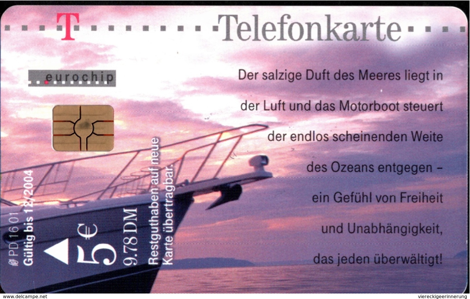 ! 5 € Telefonkarte, Telecarte, Phonecard, 2001, PD16, Germany, Motorboot, Motorboat - P & PD-Series: Schalterkarten Der Dt. Telekom