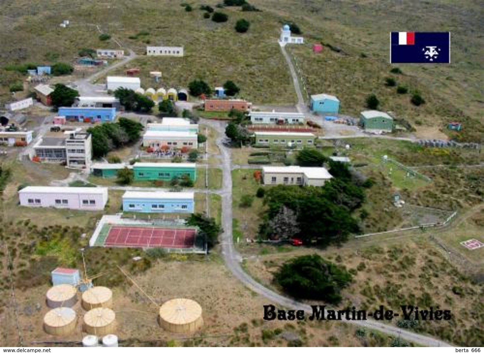 Amsterdam Island Base Martin-de-Viviès Aerial View TAAF UNESCO New Postcard - TAAF : French Southern And Antarctic Lands