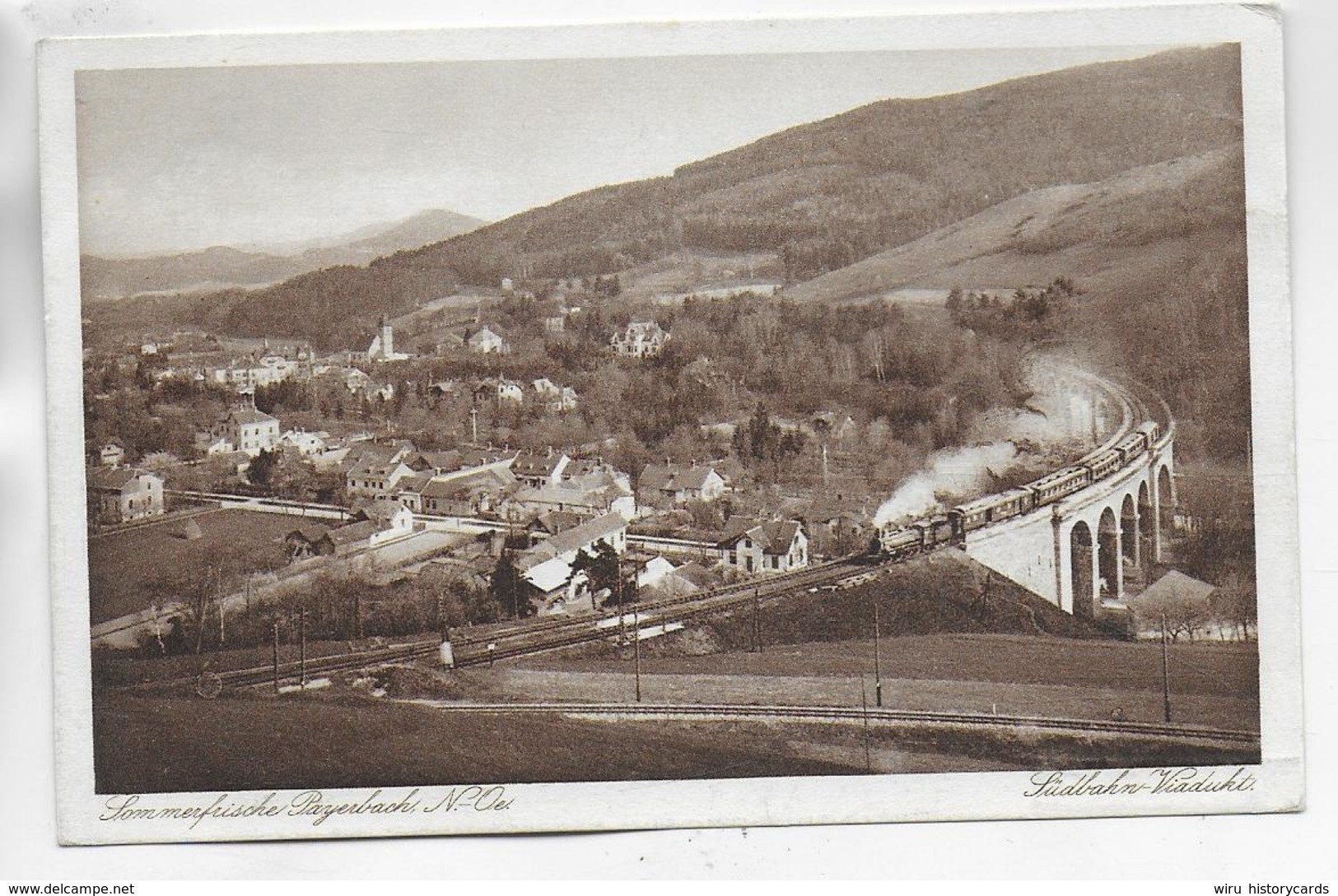 AK 0299  Payerbach - Südbahn-Viadukt Mit Dampf-Eisenbahn Um 1928 - Eisenbahnen