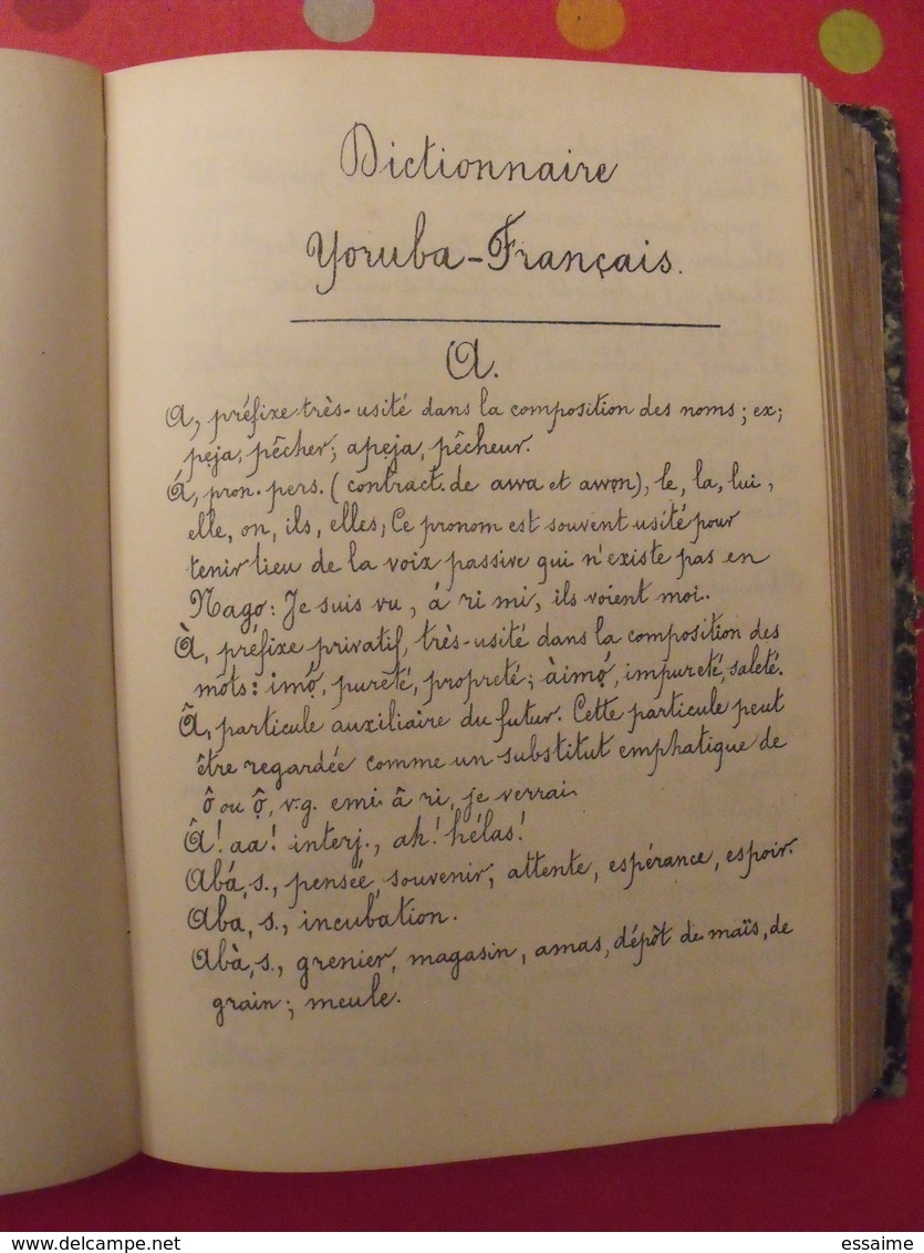 Dictionnaire Français-yoruba Et Yoruba-français Par Le RP Baudin. 1885. Impression Manucriste. 1172 Pages - 1801-1900