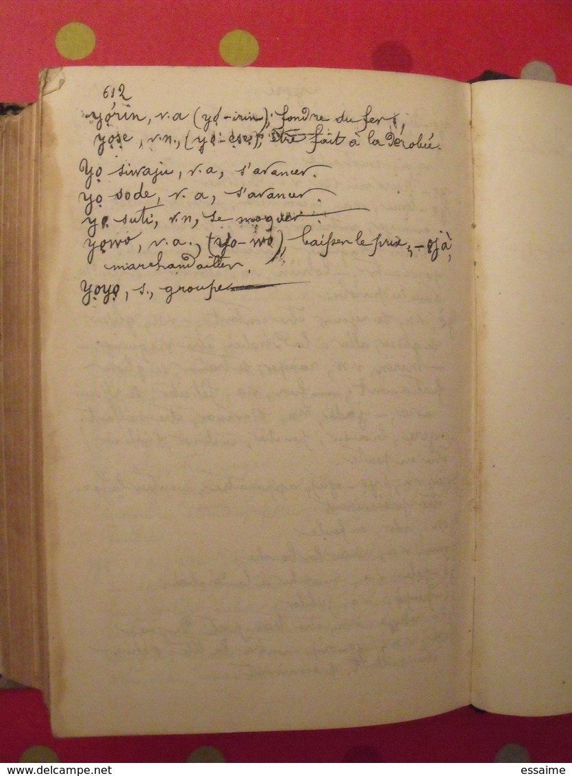 dictionnaire français-yoruba et yoruba-français par le RP Baudin. 1885. impression manucriste. 1172 pages