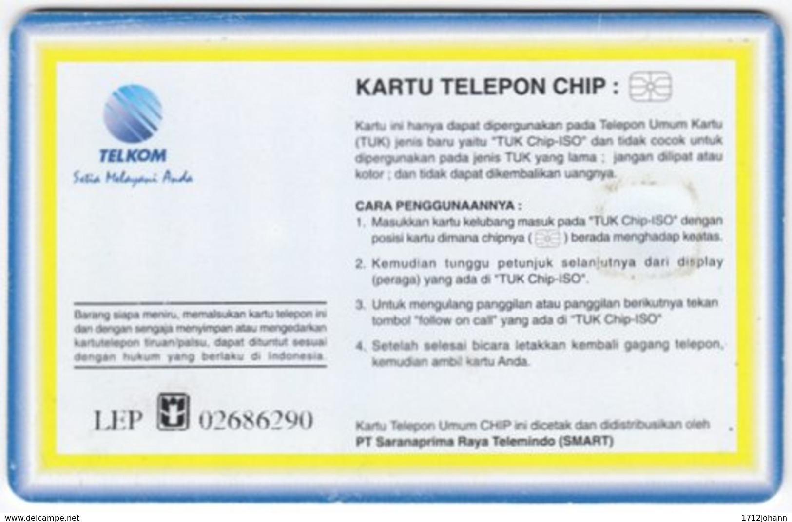 INDONESIA A-286 Chip Telekom - Plant, Fruit - Used - Indonesien