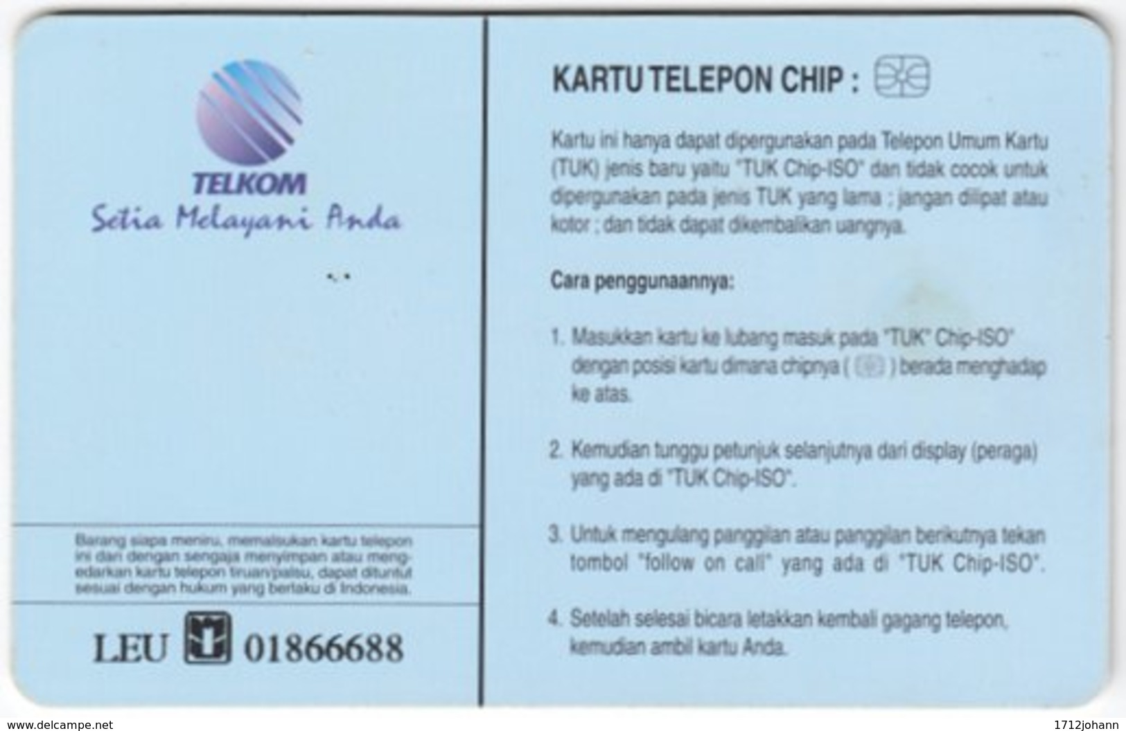 INDONESIA A-305 Chip Telekom - Animal, Cat, Tiger - Used - Indonesien