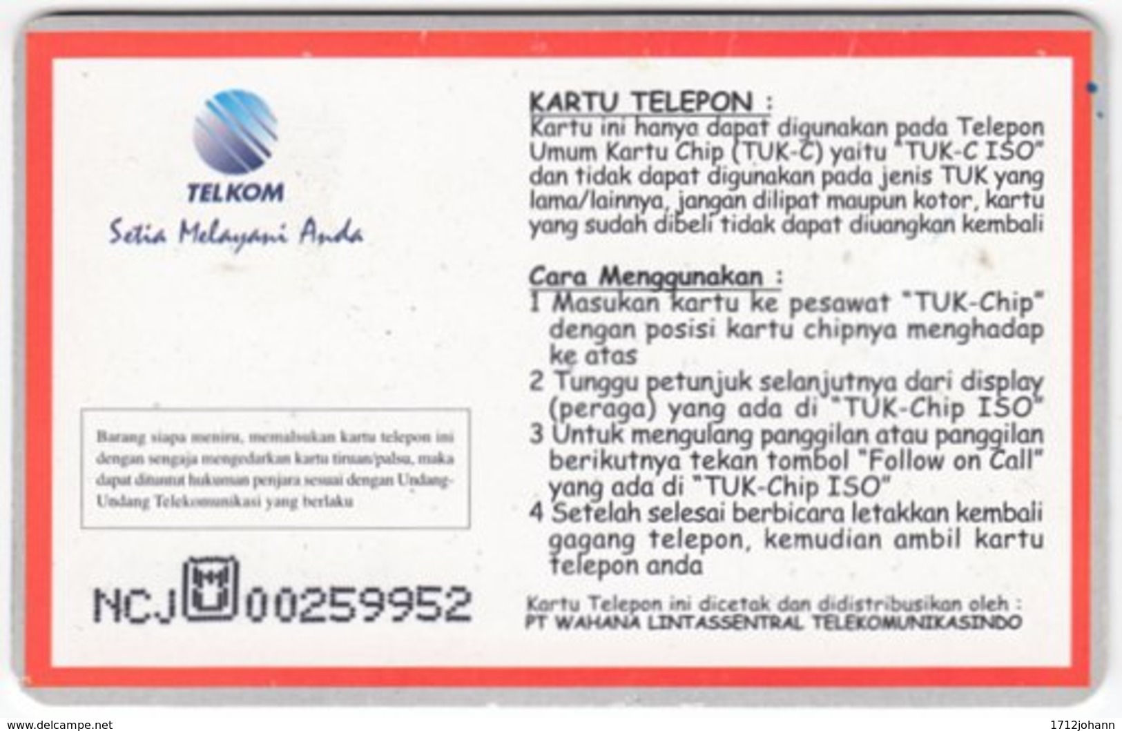 INDONESIA A-314 Chip Telekom - Animal, Aries - Used - Indonesien