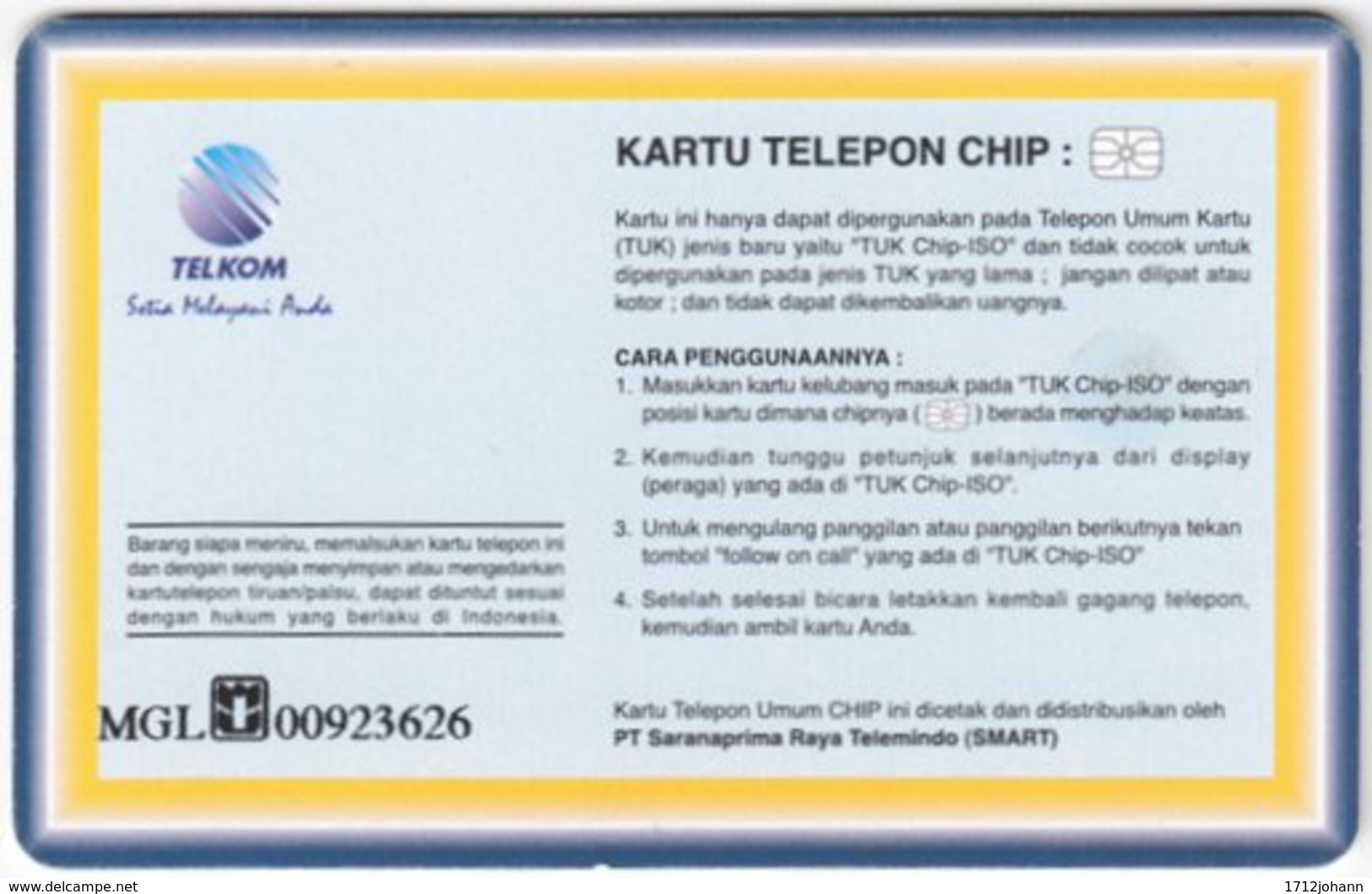 INDONESIA A-325 Chip Telekom - Animal, Dog - Used - Indonesien