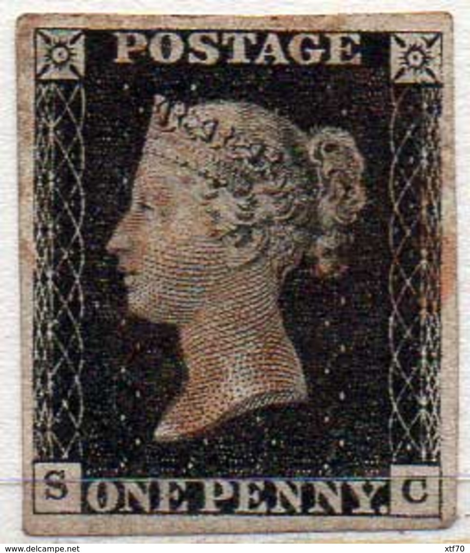 GREAT BRITAIN 1840 1d Black Plate 4 (SC) - Used Stamps