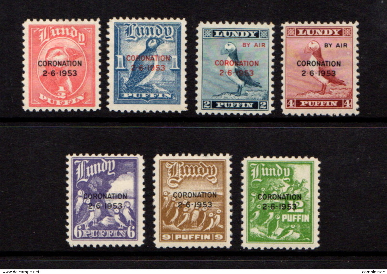 LUNDY  ISLAND    1953    Coronation    Set  Of  7    MH - Other & Unclassified