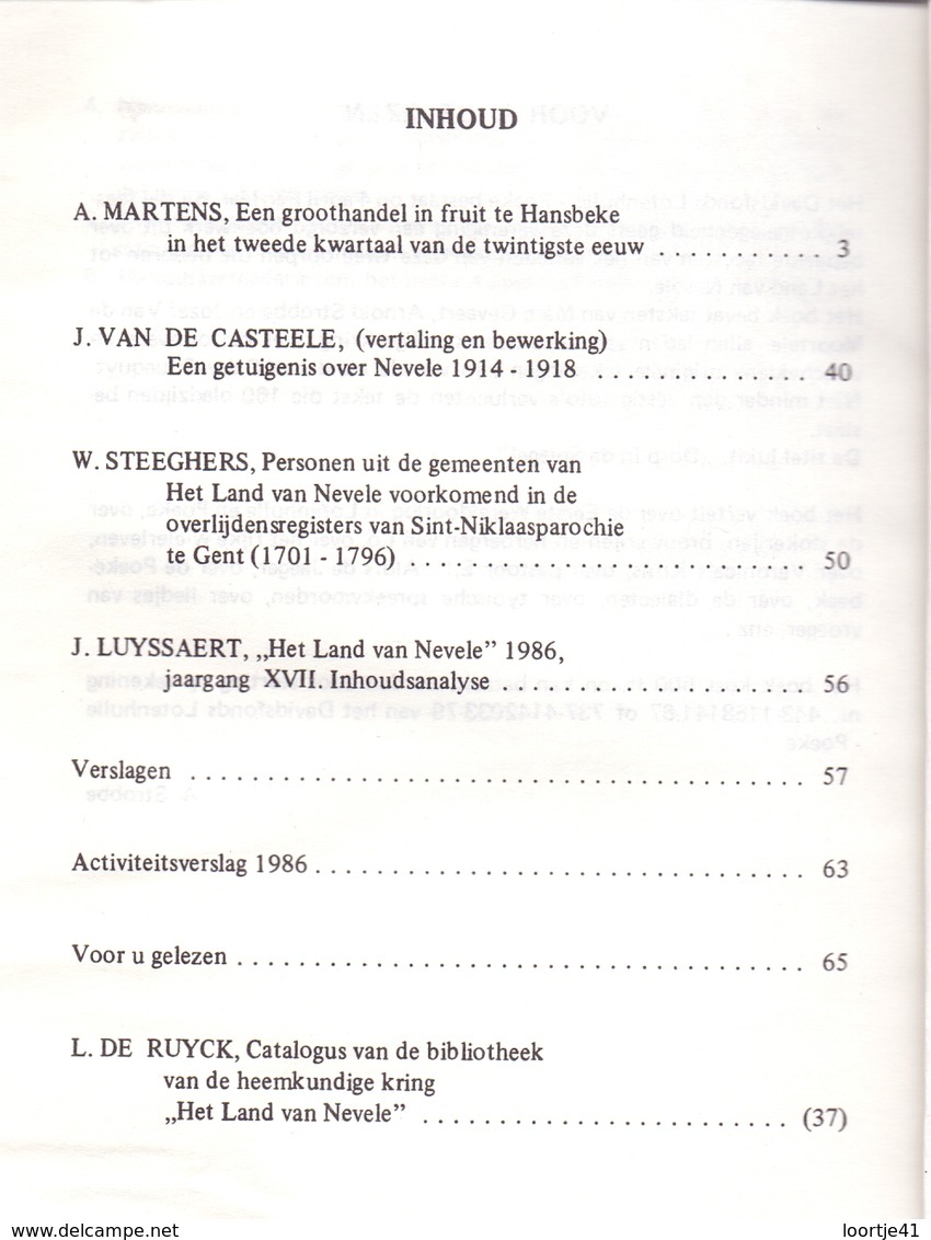 Tijdschrift Het Land Van Nevele - Artikels Over Oa Hansbeke ,Nevele - 1987 - Historia